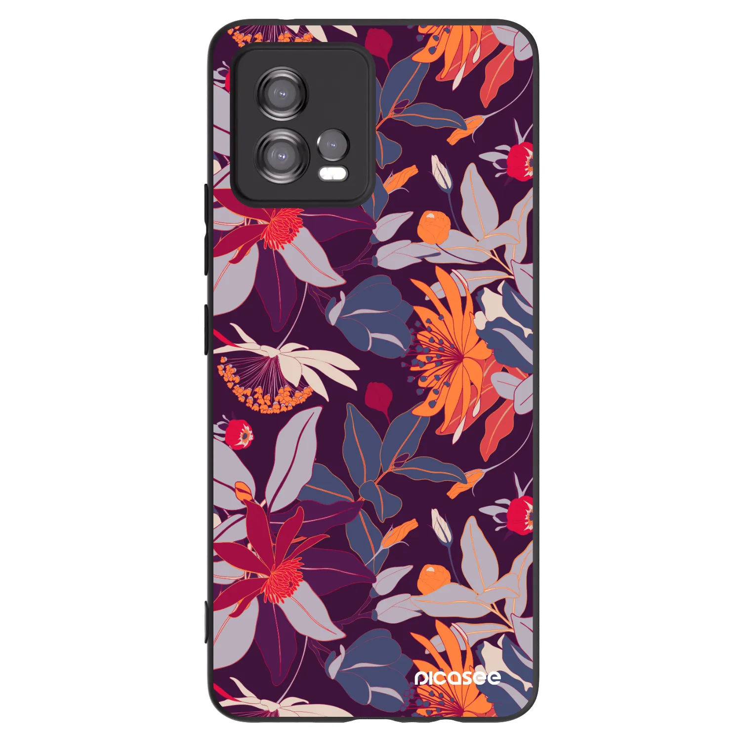 Picasee silikonový černý obal pro Motorola Moto G72 - Purple Leaf