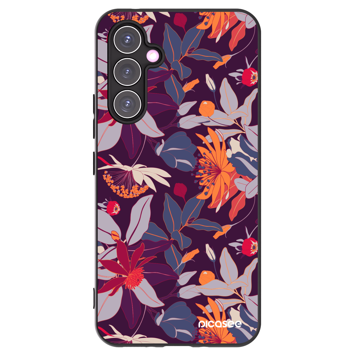 Picasee silikonový černý obal pro Samsung Galaxy A54 5G A546B - Purple Leaf