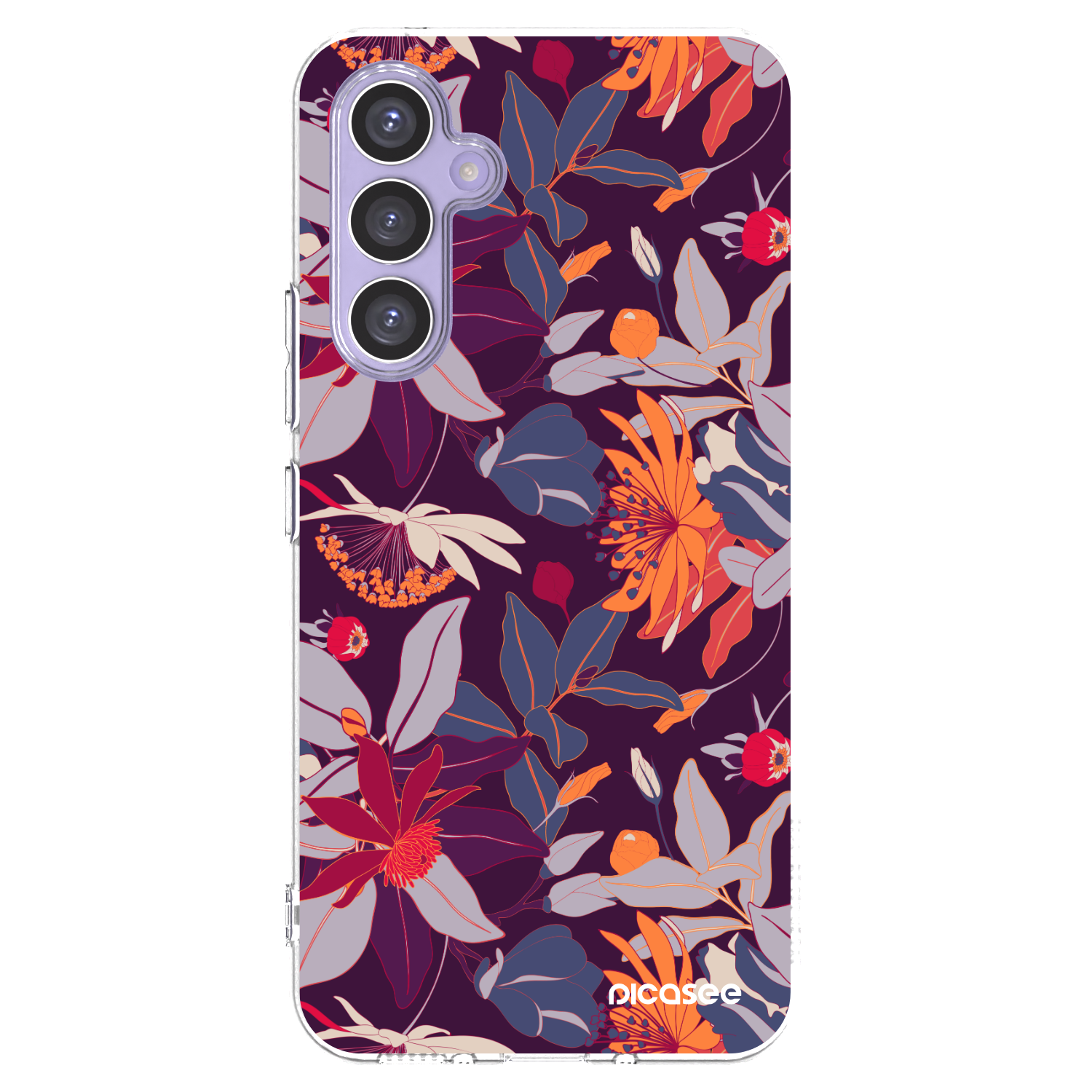 Picasee silikonový průhledný obal pro Samsung Galaxy A54 5G A546B - Purple Leaf