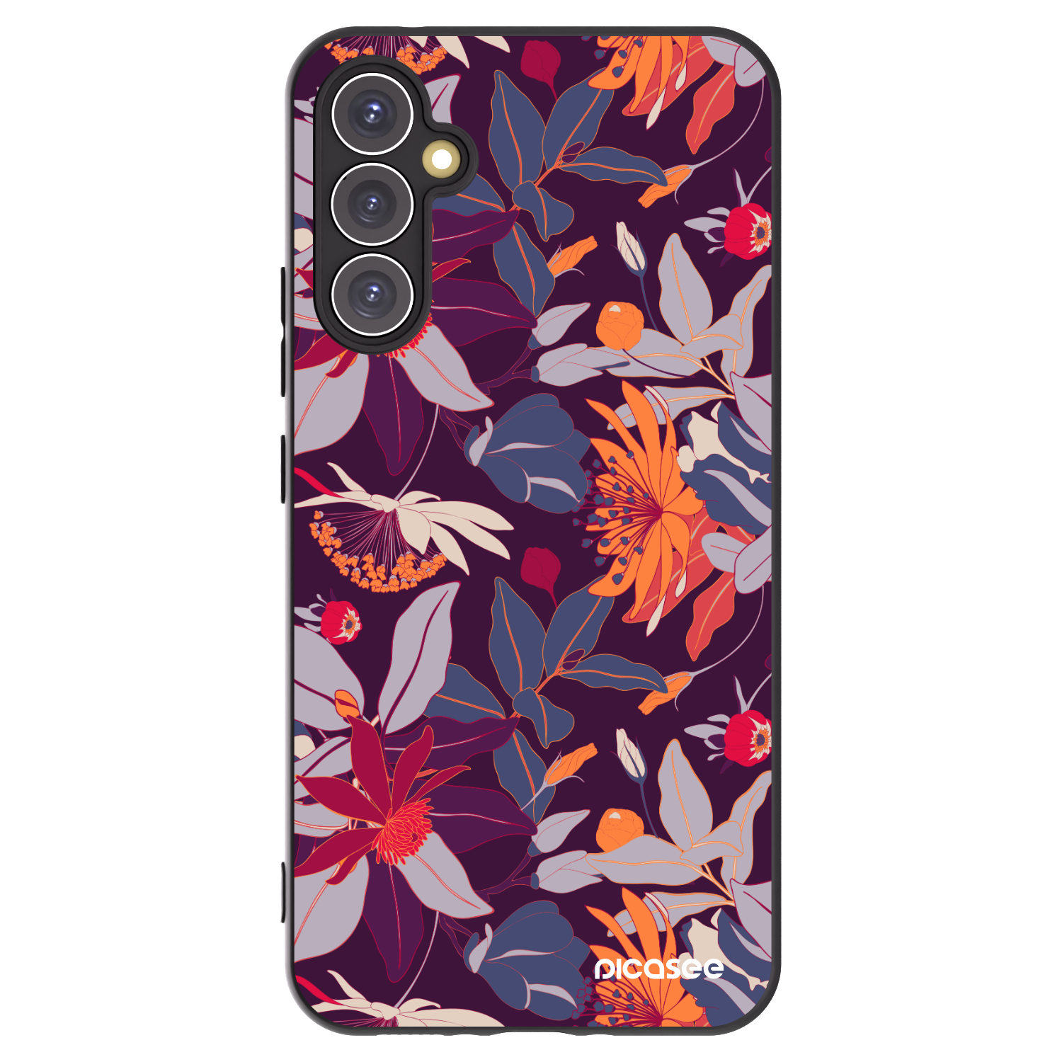 Picasee silikonový černý obal pro Samsung Galaxy A34 5G A346B - Purple Leaf