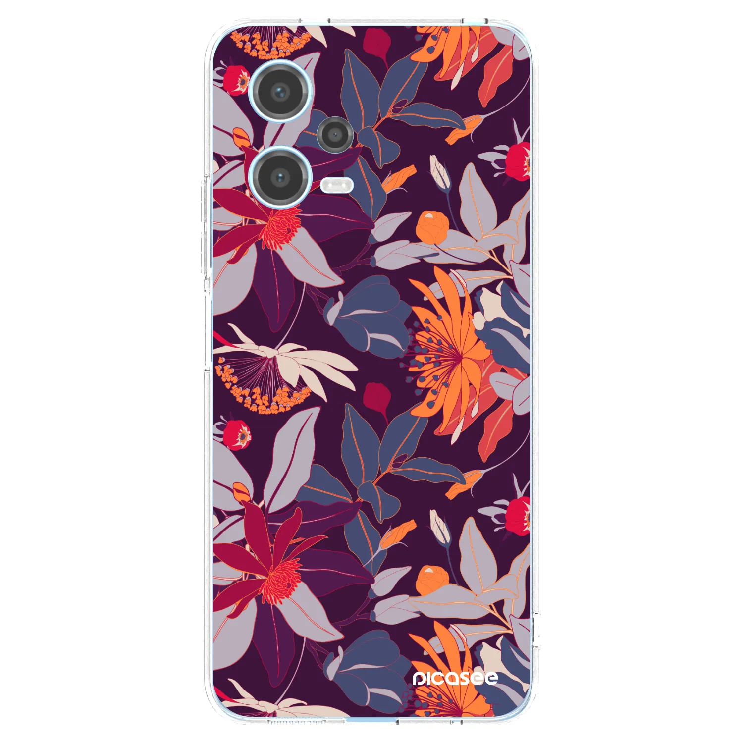 Picasee silikonový průhledný obal pro Xiaomi Redmi Note 12 5G - Purple Leaf