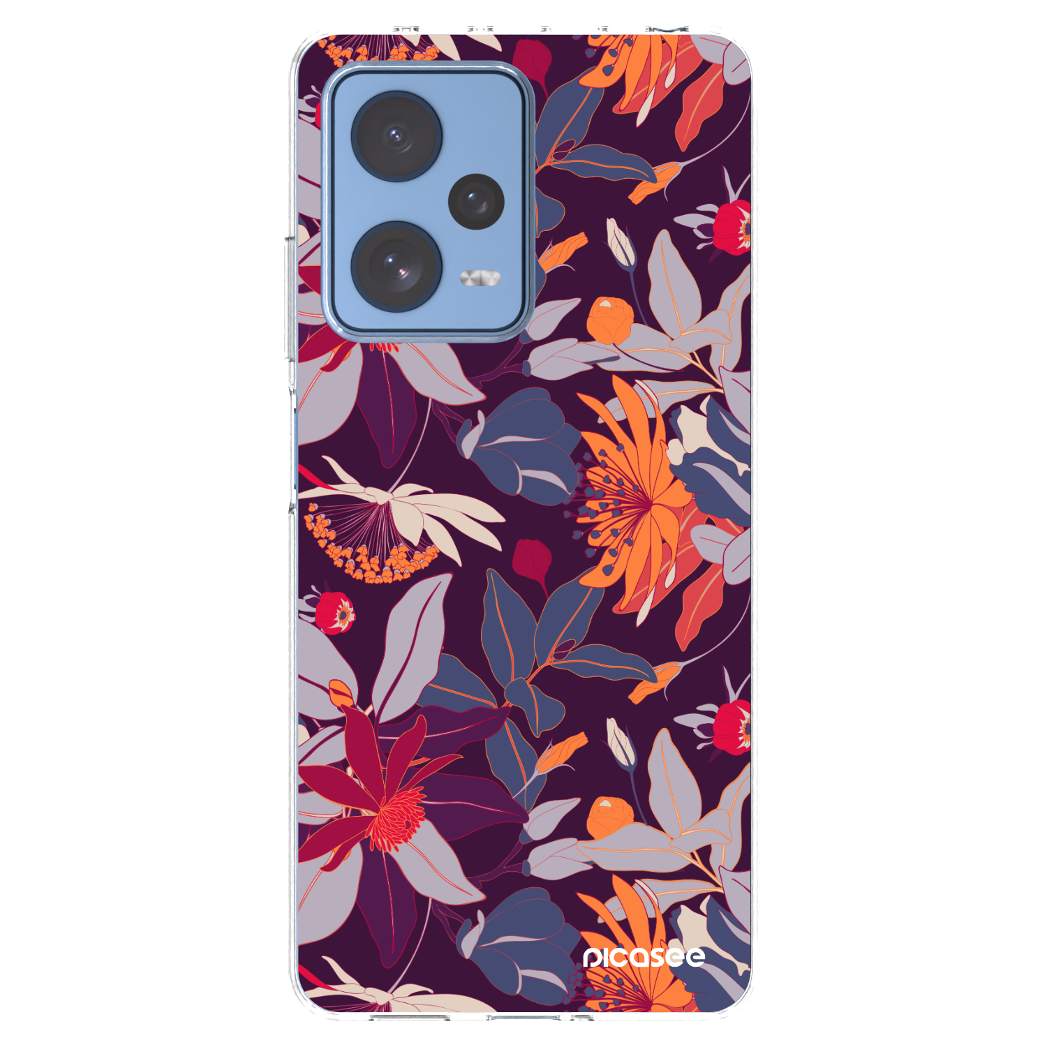 Picasee silikonový průhledný obal pro Xiaomi Redmi Note 12 Pro 5G - Purple Leaf