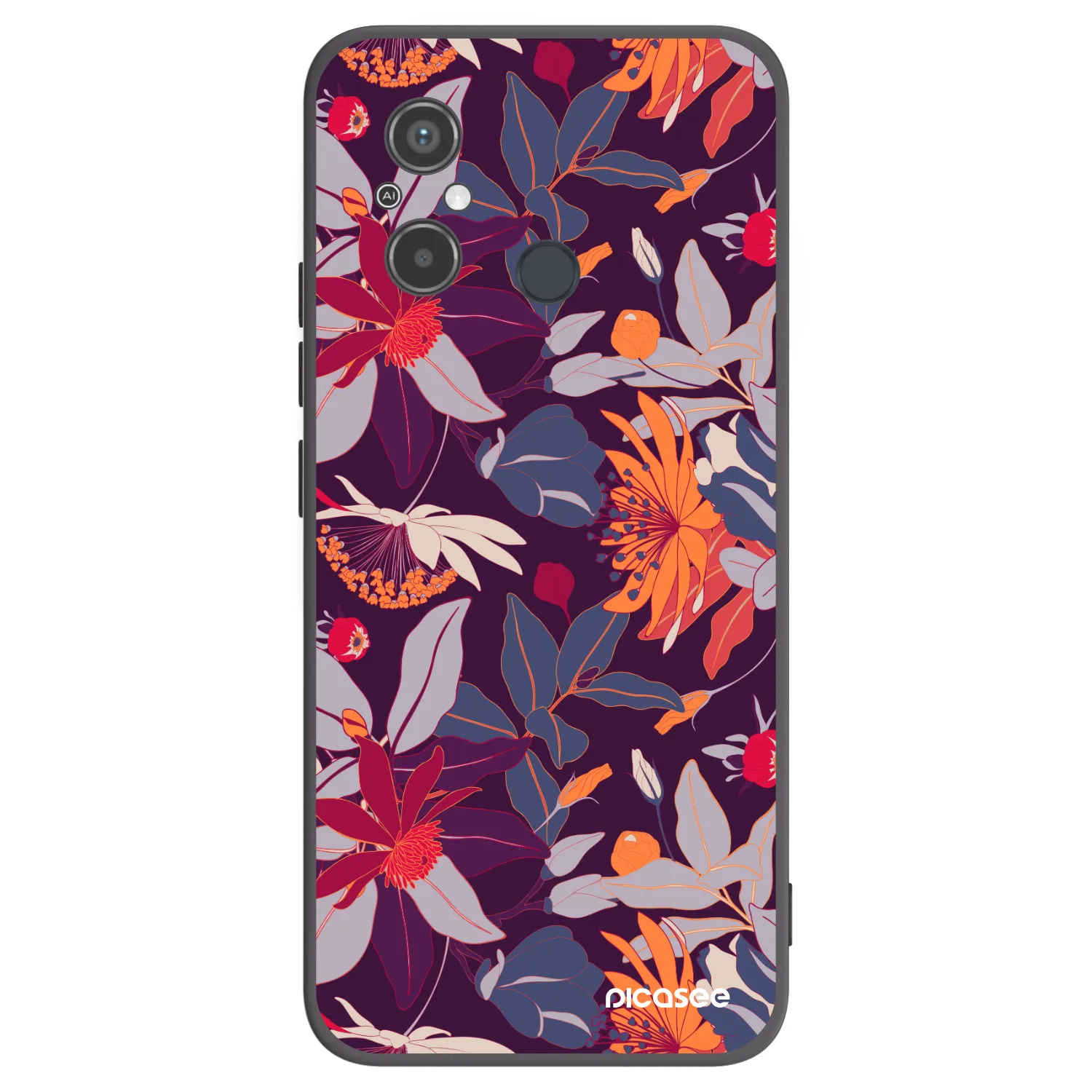Picasee silikonový černý obal pro Xiaomi Redmi 12C - Purple Leaf