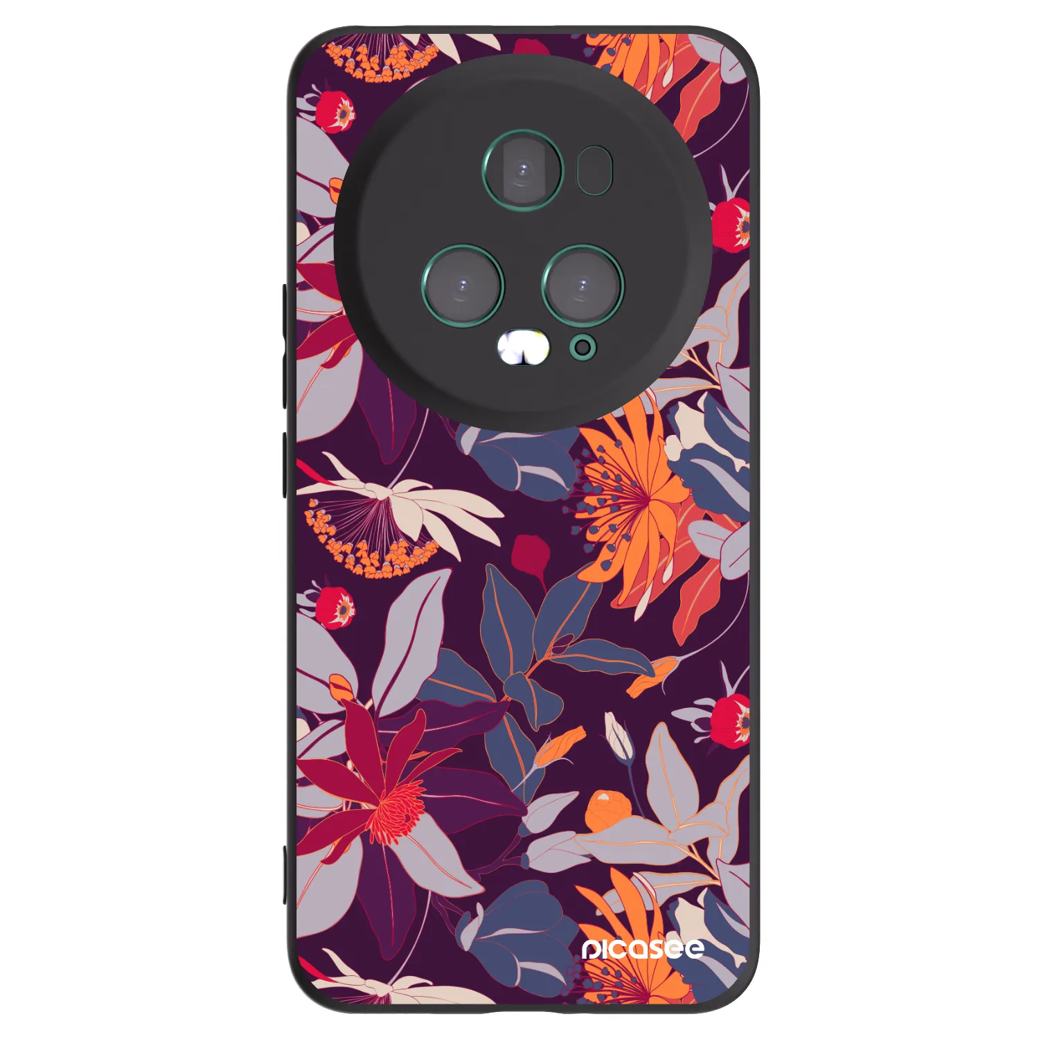 Picasee silikonový černý obal pro Honor Magic5 Pro - Purple Leaf