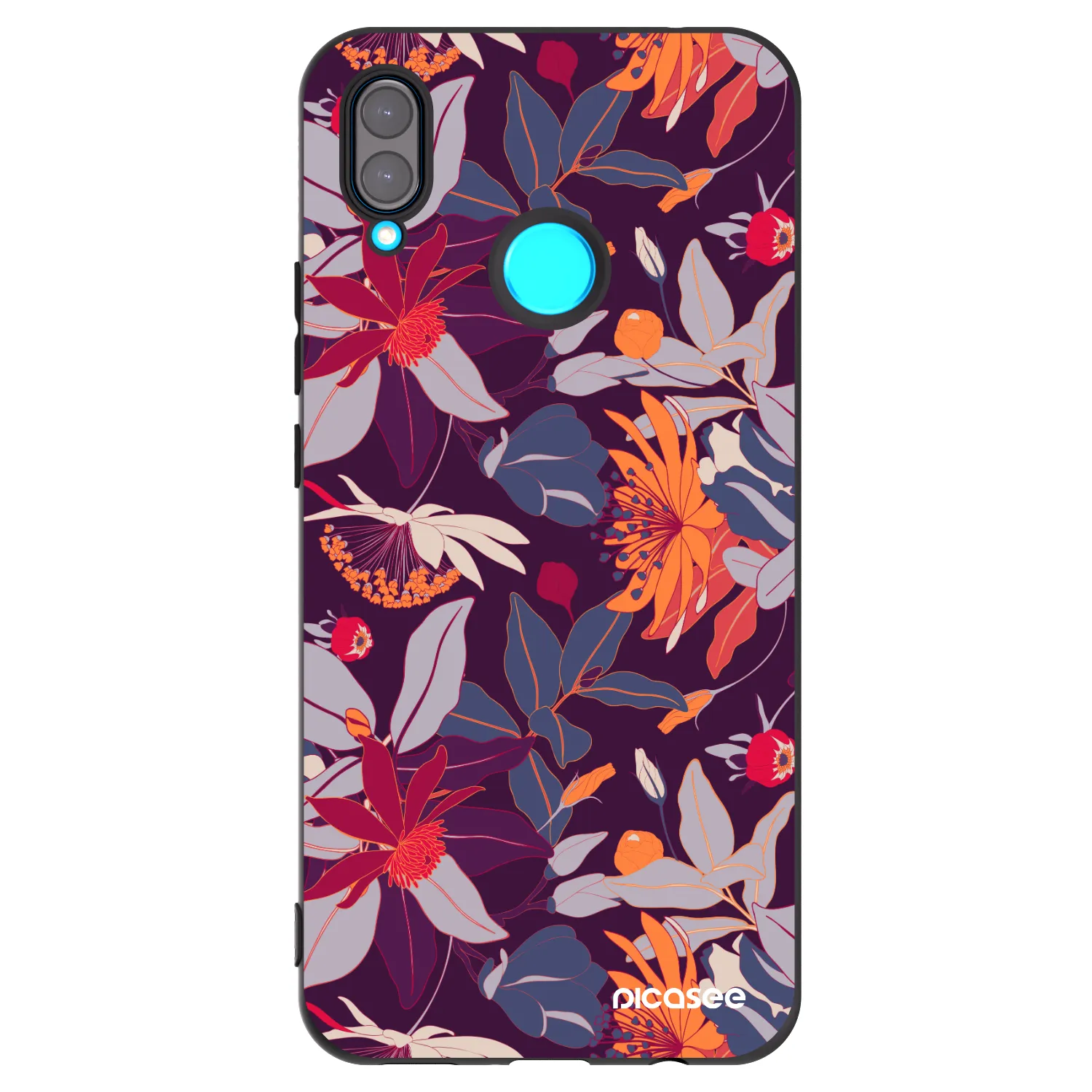 Picasee silikonový černý obal pro Huawei Nova 3 - Purple Leaf