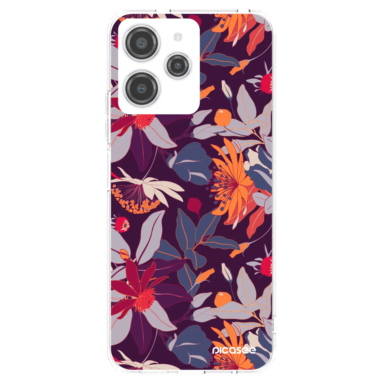 Picasee silikonový průhledný obal pro Xiaomi Redmi 12 4G - Purple Leaf