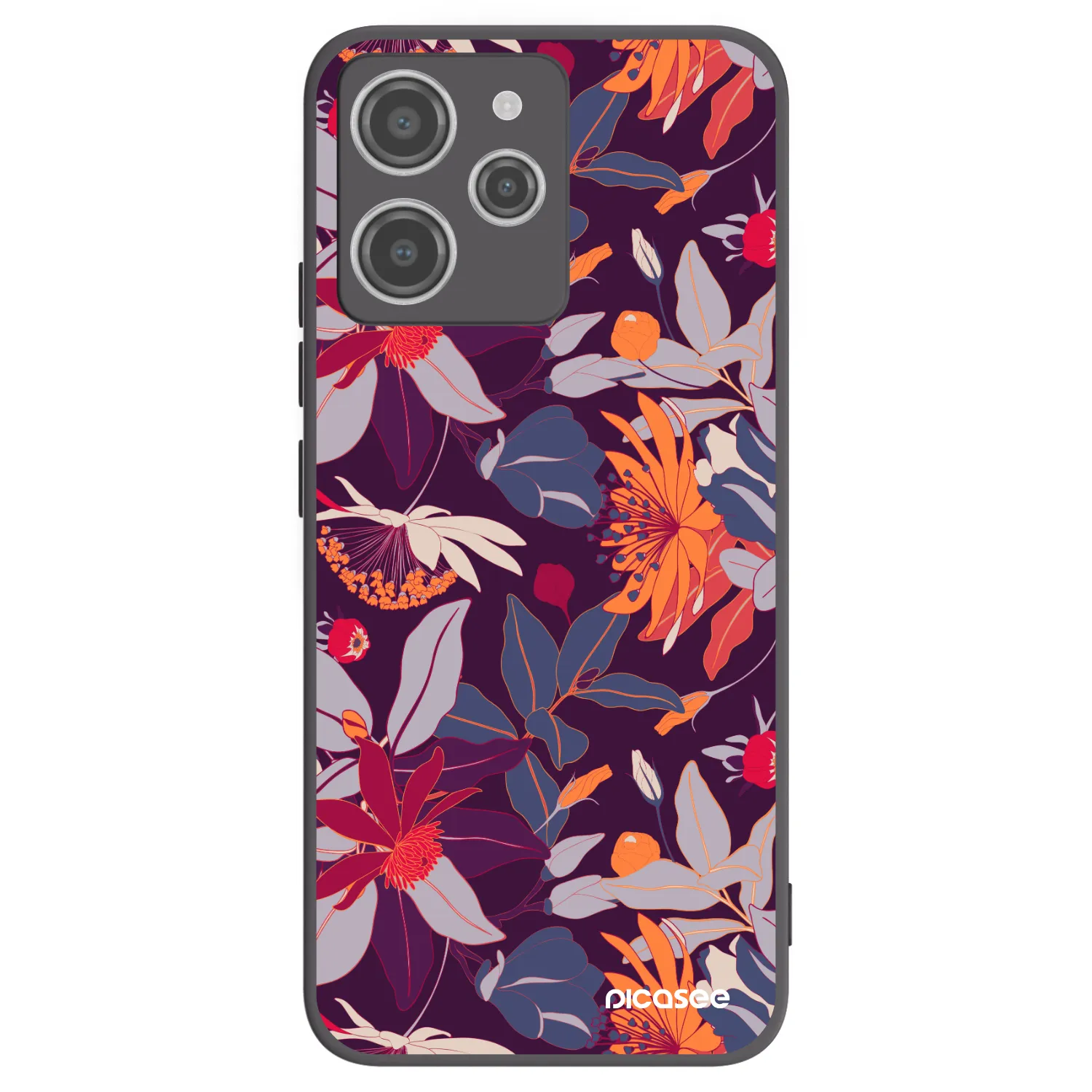 Picasee silikonový černý obal pro Xiaomi Redmi 12 4G - Purple Leaf