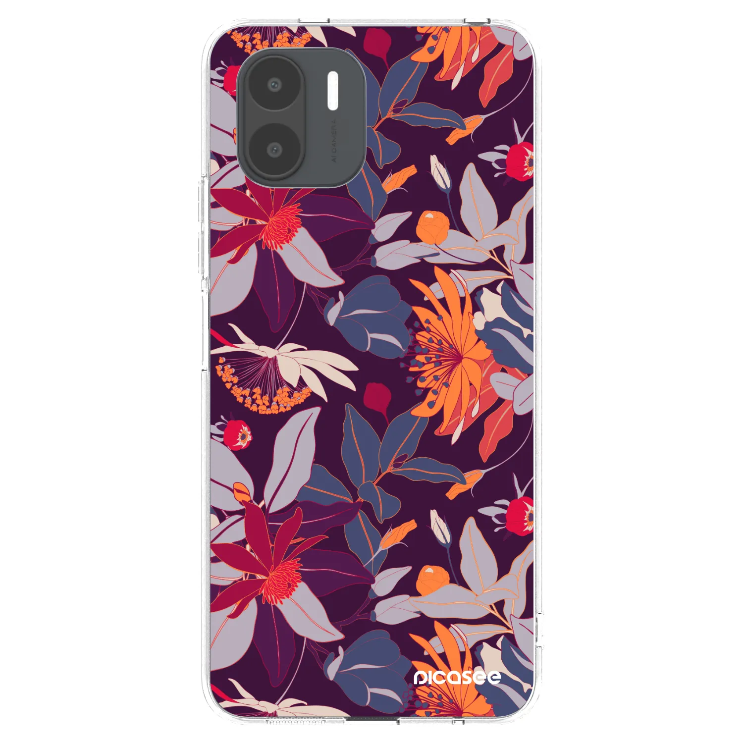 Picasee silikonový průhledný obal pro Xiaomi Redmi A2 - Purple Leaf