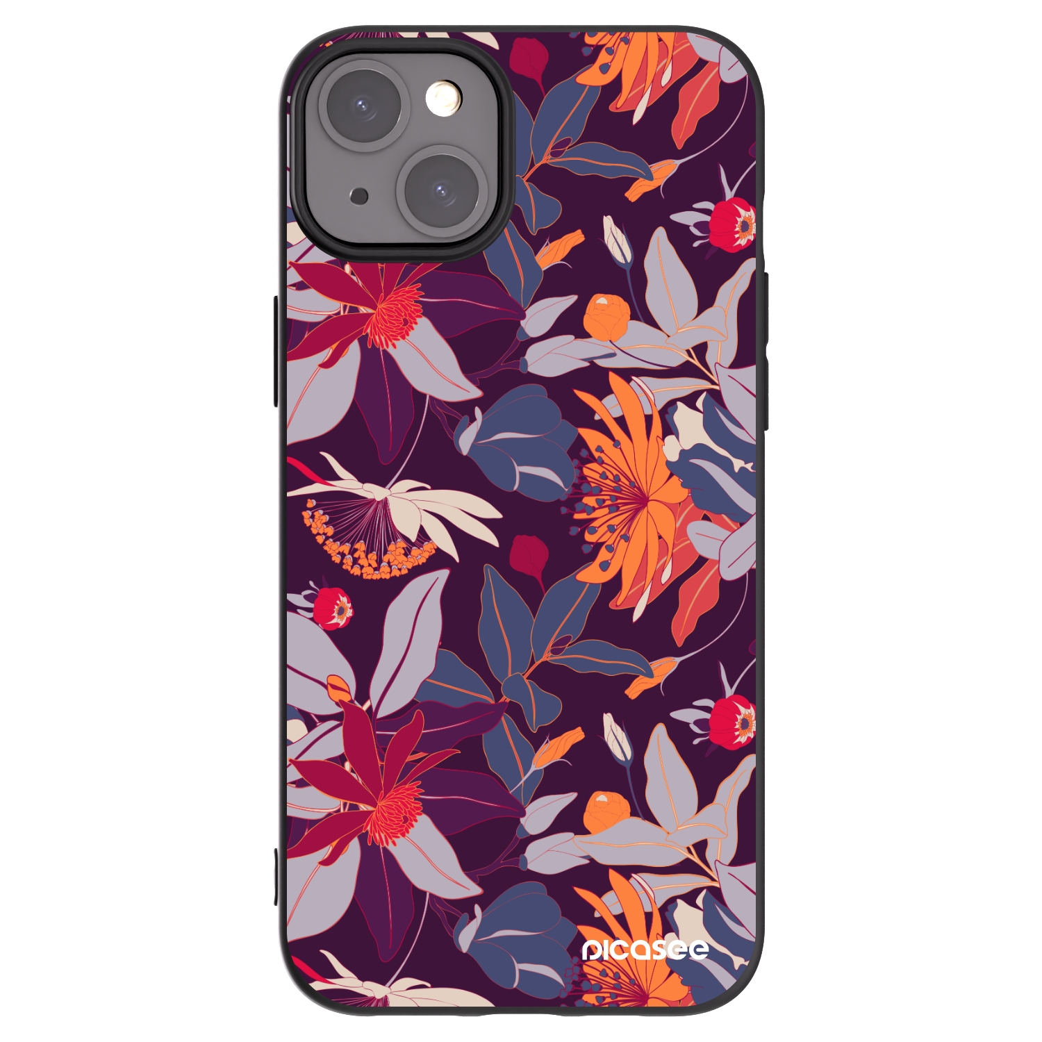 Picasee silikonový černý obal pro Apple iPhone 15 Plus - Purple Leaf