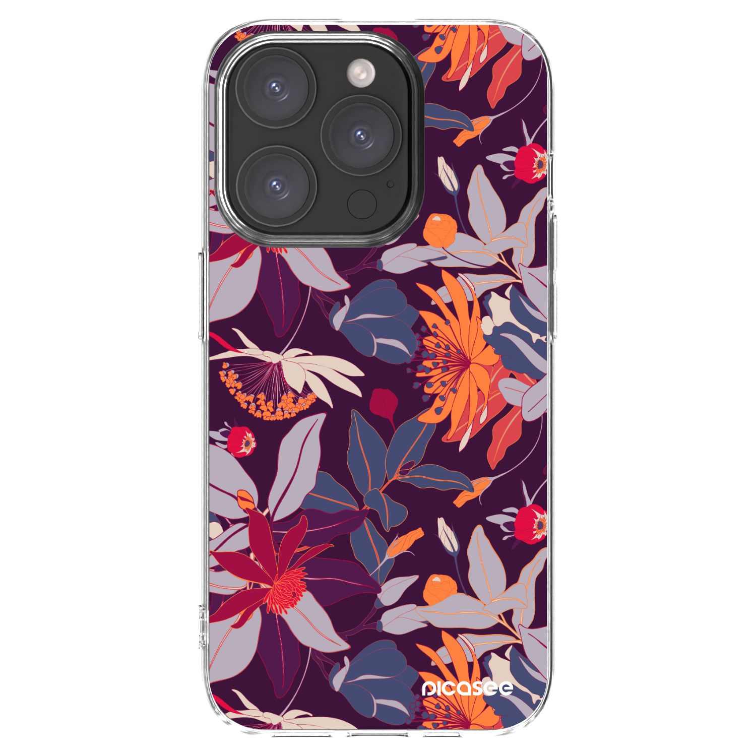 Picasee silikonový průhledný obal pro Apple iPhone 15 Pro - Purple Leaf