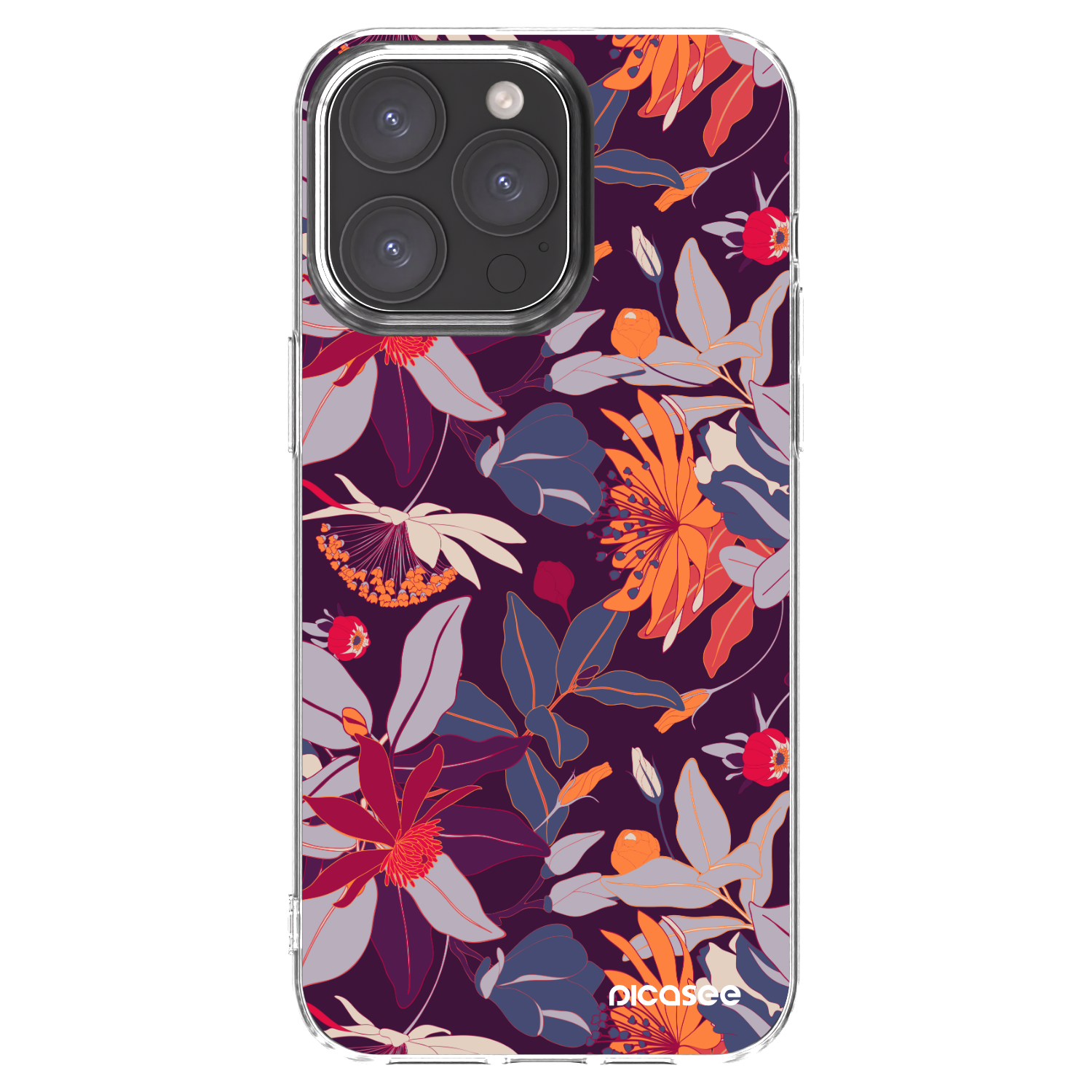 Picasee silikonový průhledný obal pro Apple iPhone 15 Pro Max - Purple Leaf