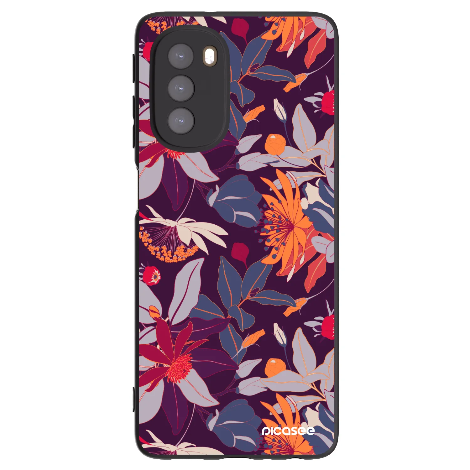 Picasee silikonový černý obal pro Motorola Moto G51 - Purple Leaf