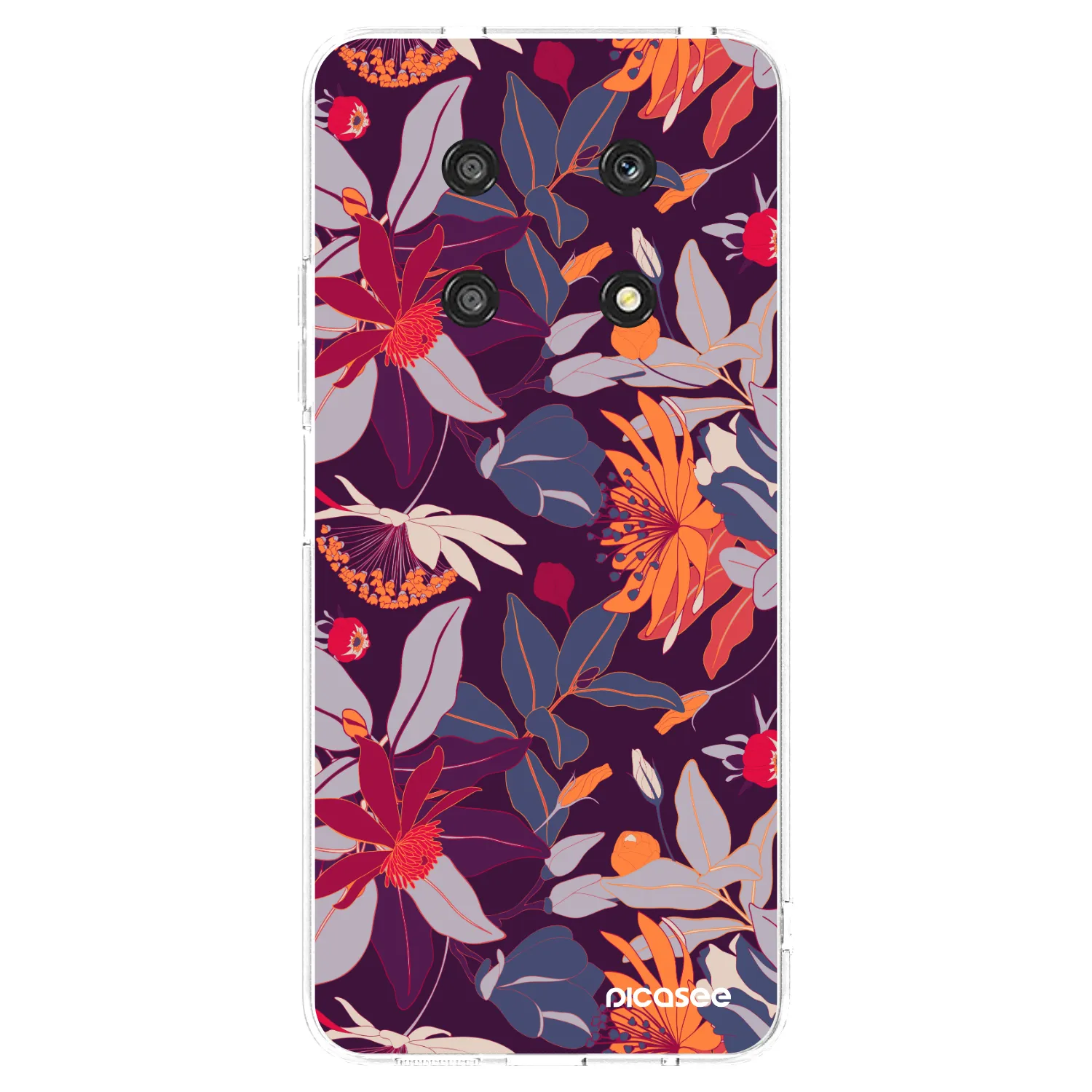 Picasee silikonový průhledný obal pro Honor Magic4 Lite 5G - Purple Leaf