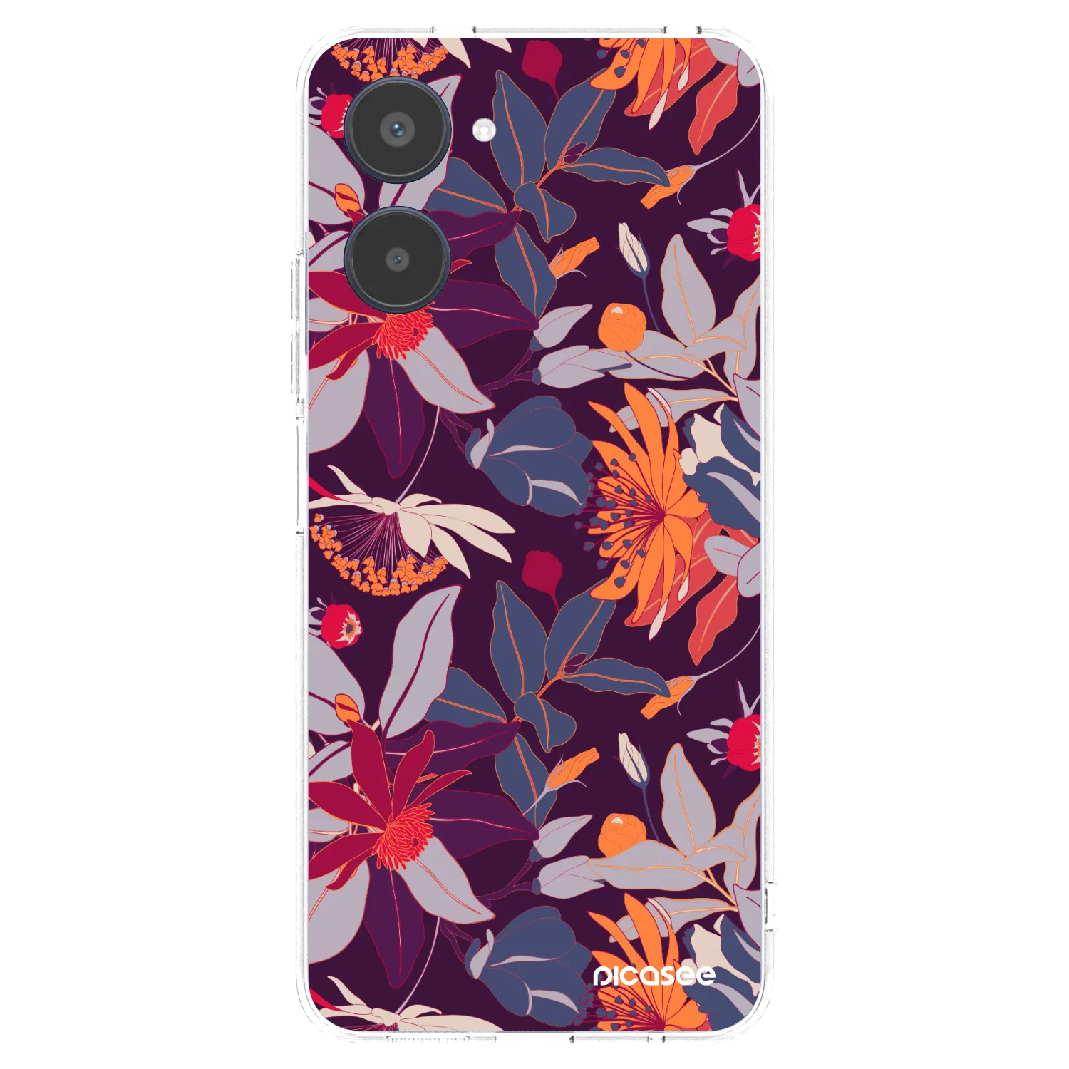 Picasee silikonový průhledný obal pro Realme 10 4G - Purple Leaf