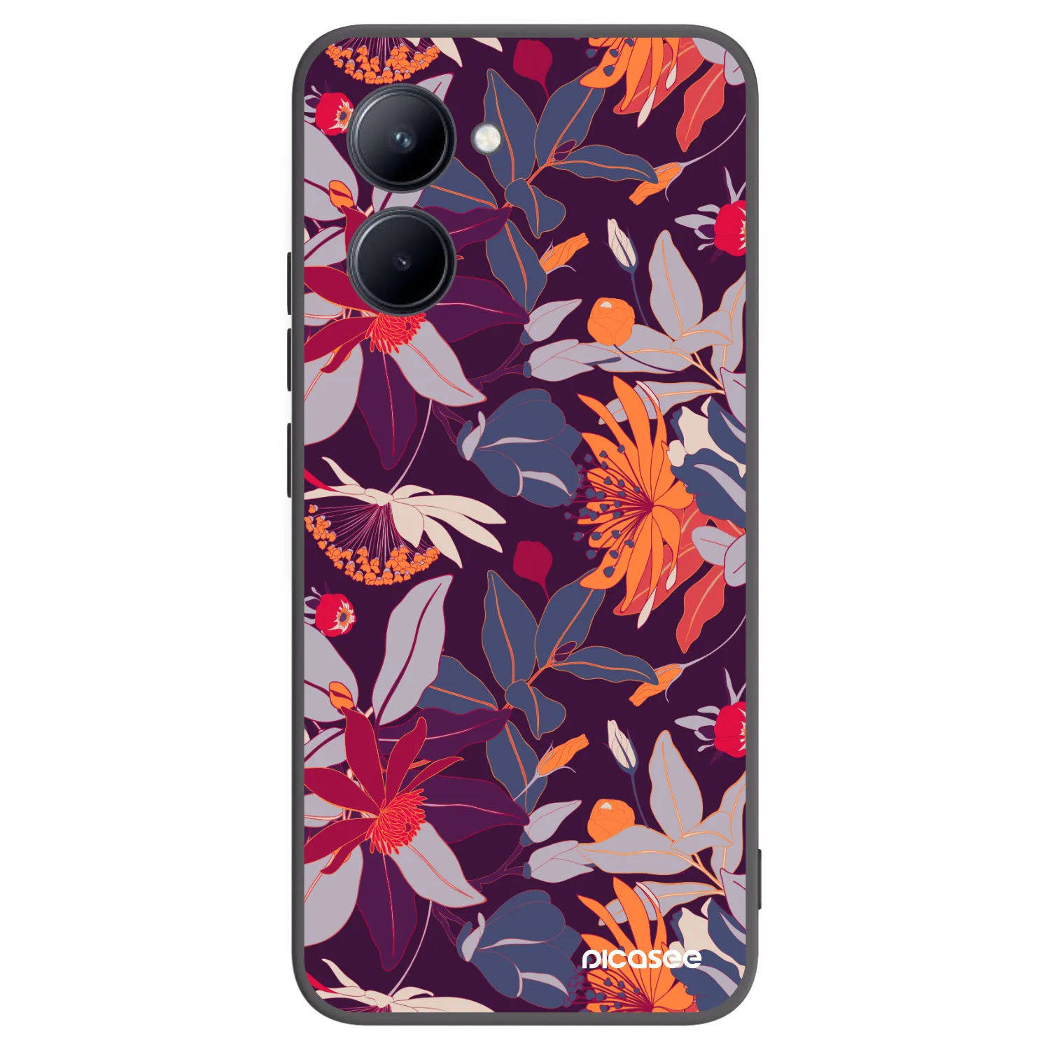 Picasee silikonový černý obal pro Realme C33 (2023) - Purple Leaf