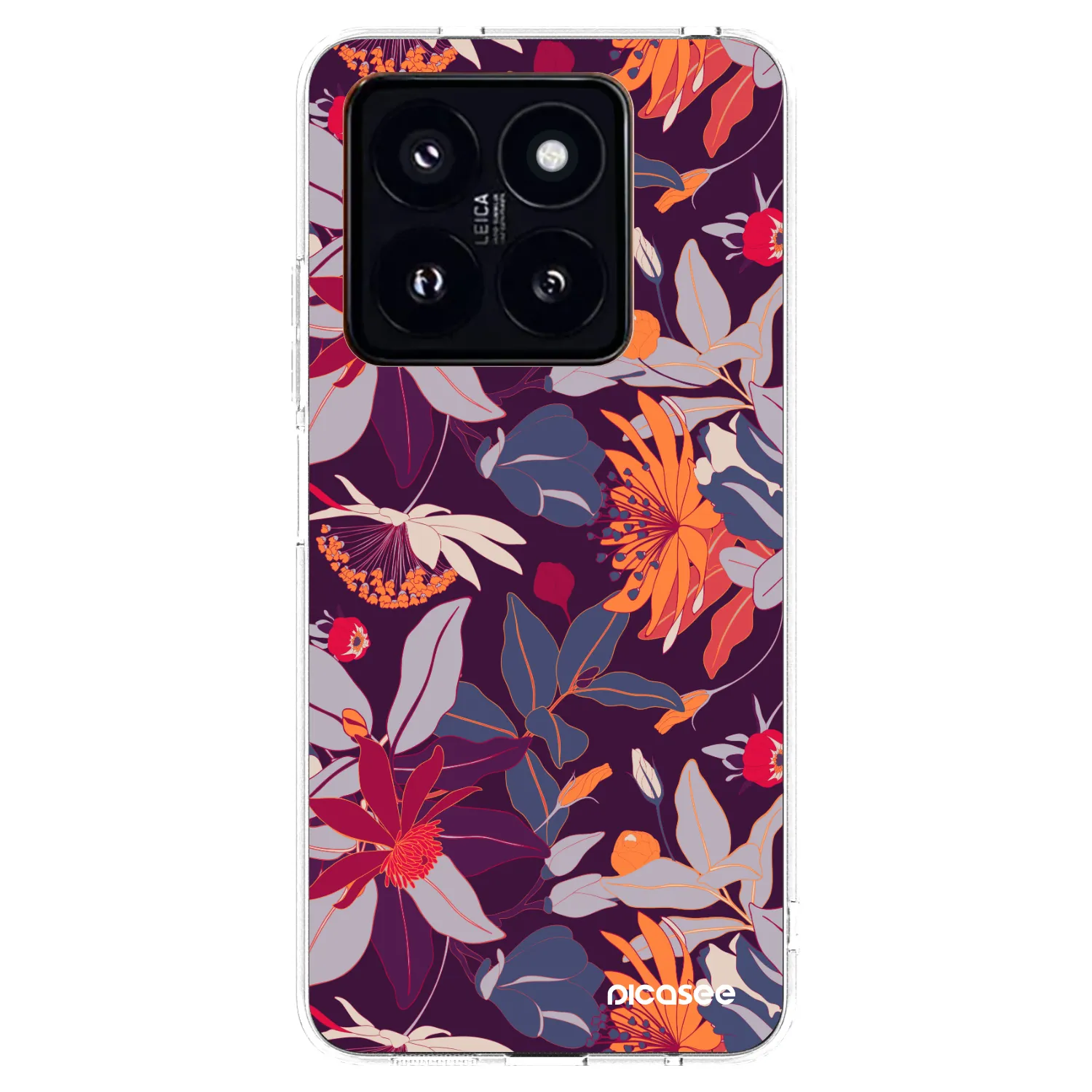 Picasee silikonový průhledný obal pro Xiaomi 14 Pro - Purple Leaf