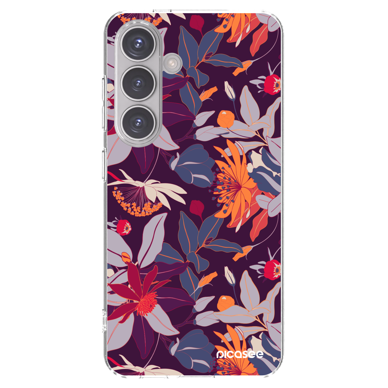 Picasee silikonový průhledný obal pro Samsung Galaxy S24 S921B 5G - Purple Leaf