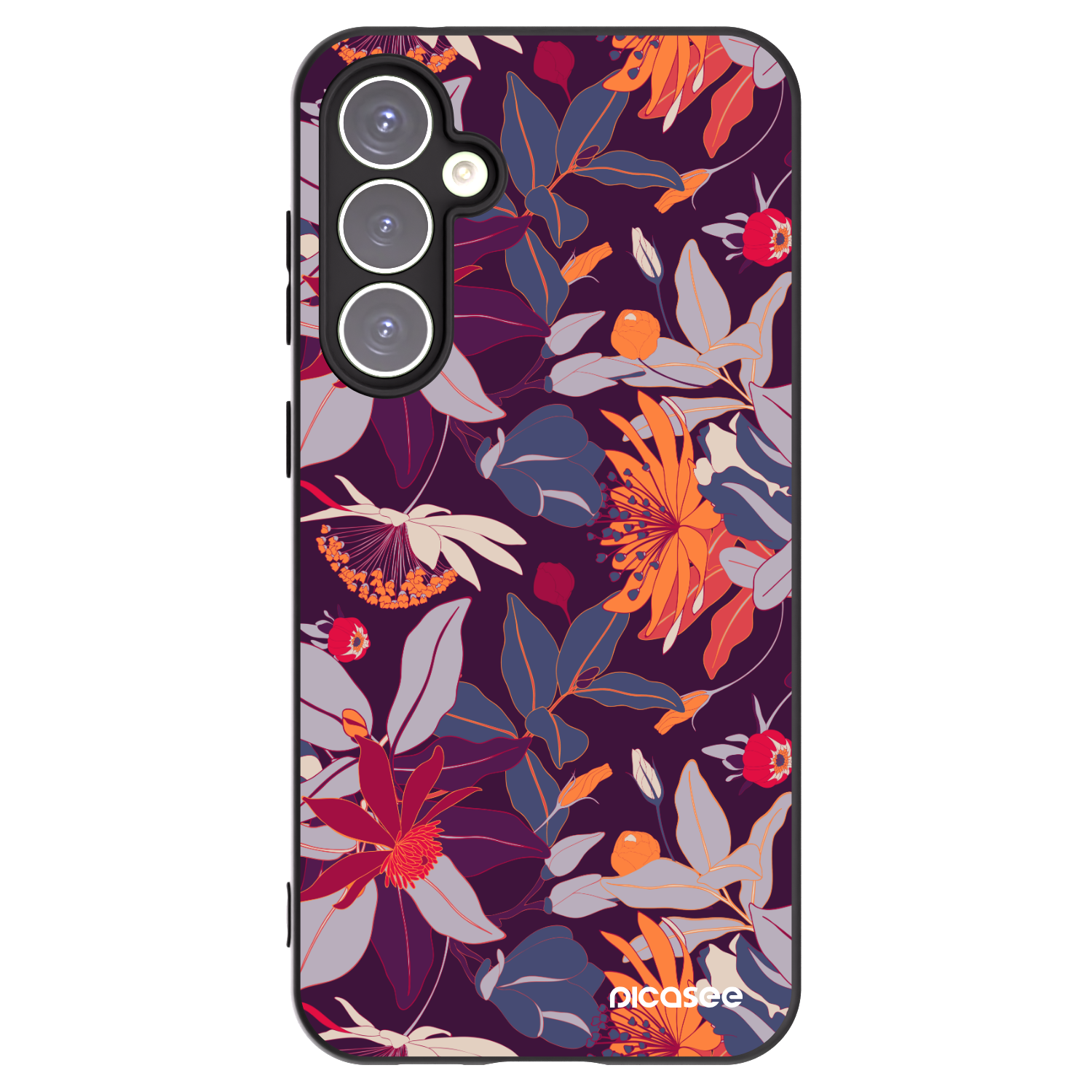 Picasee silikonový černý obal pro Samsung Galaxy S23 FE S711B - Purple Leaf