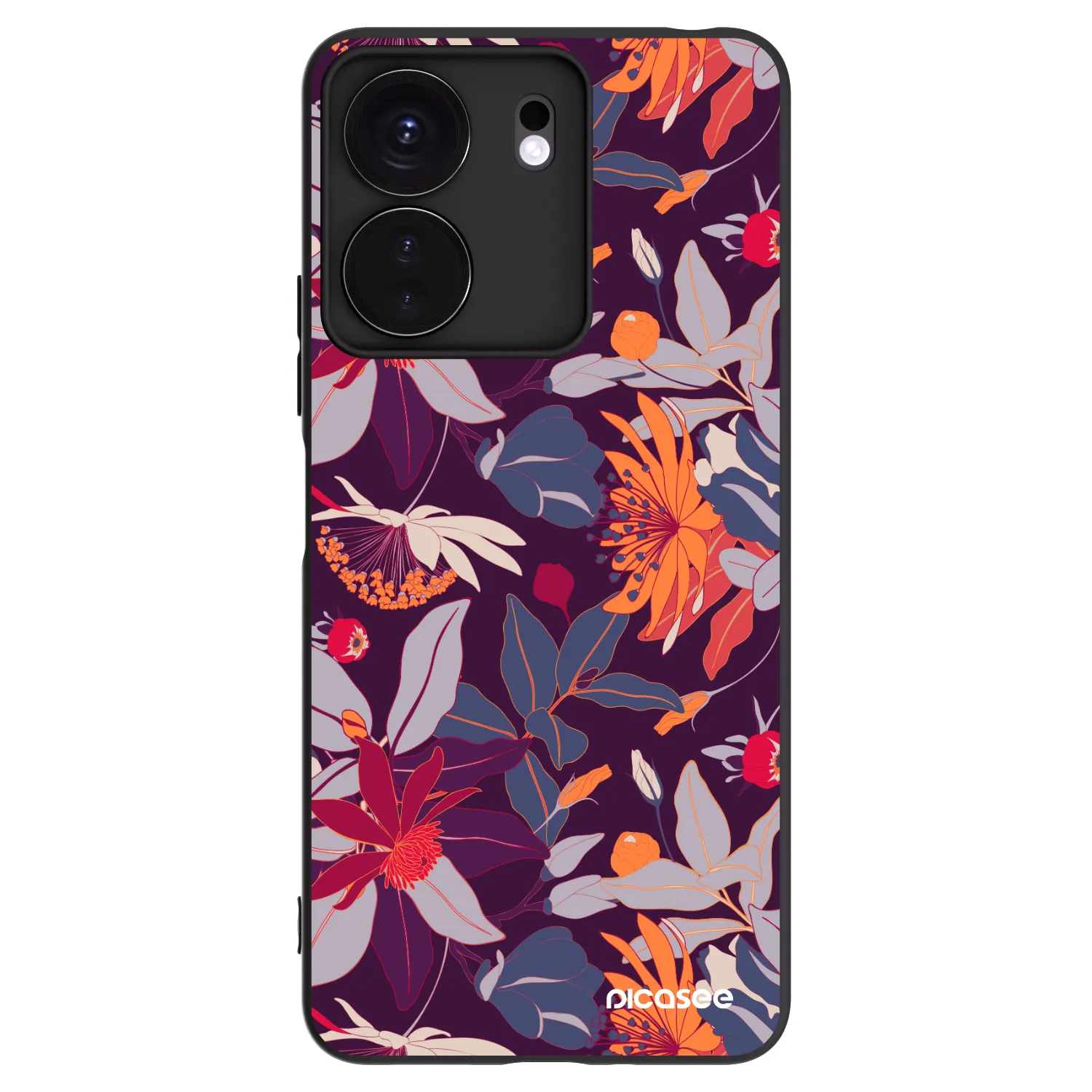 Picasee silikonový černý obal pro Xiaomi Redmi 13C 4G - Purple Leaf