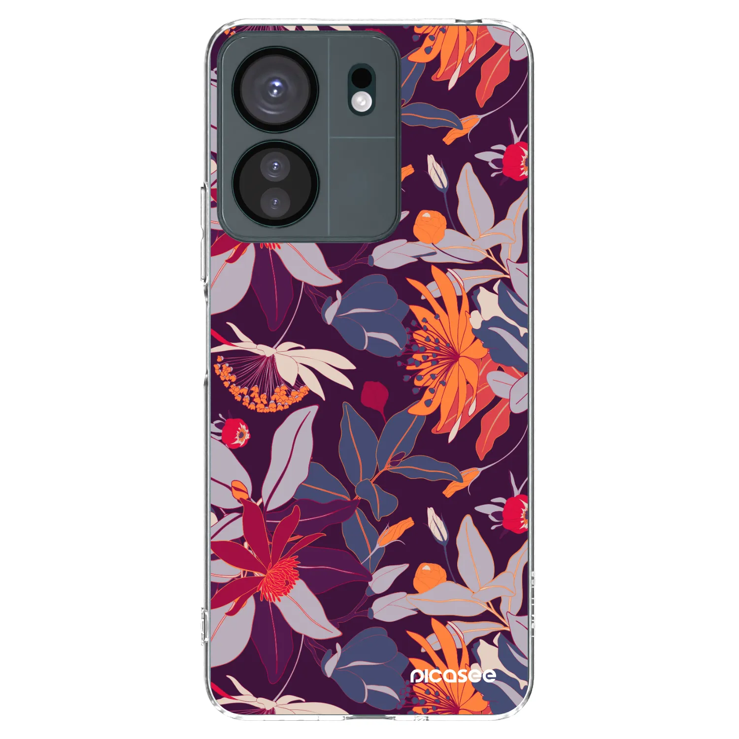 Picasee silikonový průhledný obal pro Xiaomi Redmi 13C 4G - Purple Leaf