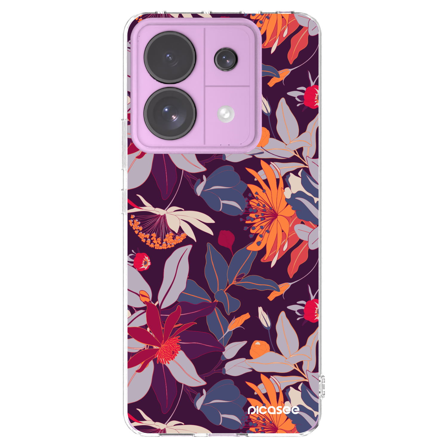 Picasee silikonový průhledný obal pro Xiaomi Redmi Note 13 Pro 5G - Purple Leaf