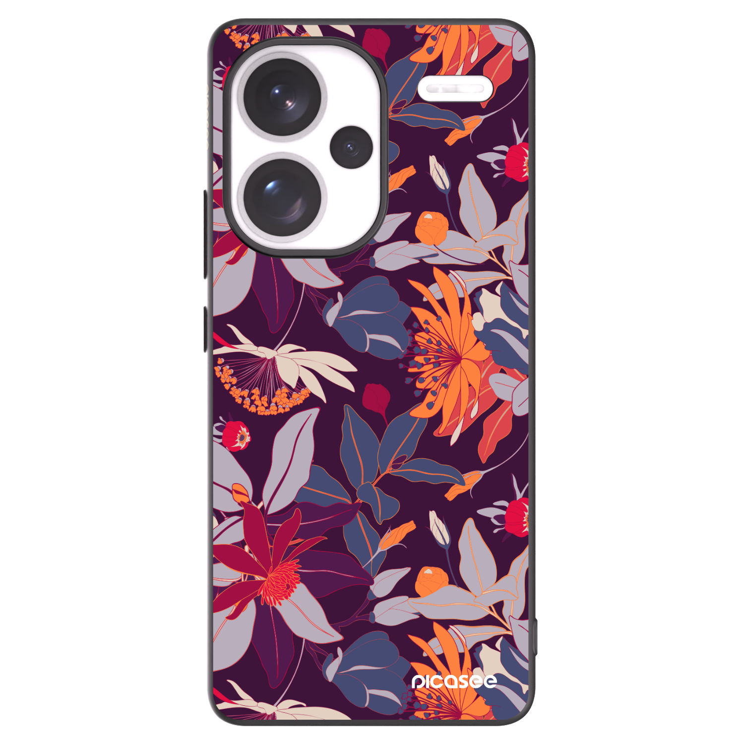 Picasee silikonový černý obal pro Xiaomi Redmi Note 13 Pro+ 5G - Purple Leaf