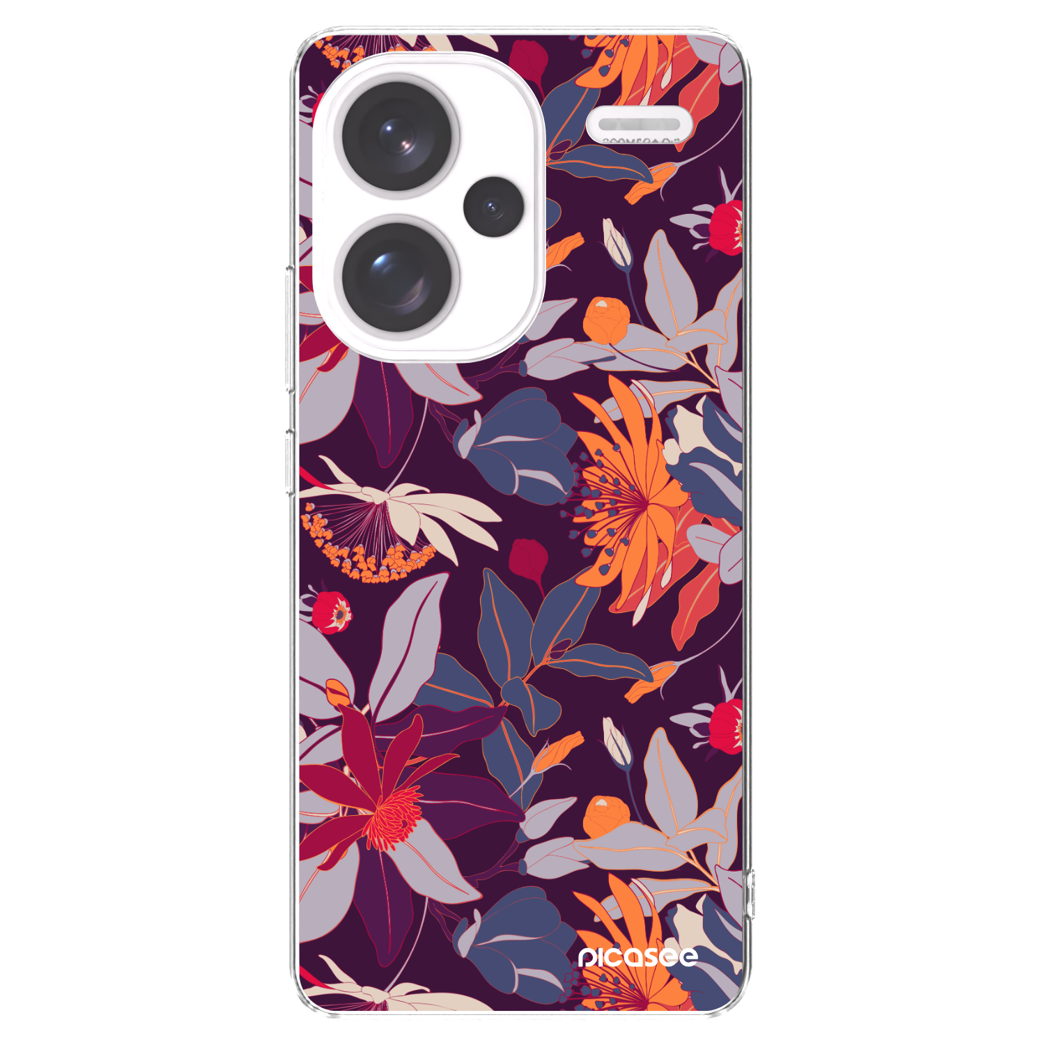 Picasee silikonový průhledný obal pro Xiaomi Redmi Note 13 Pro+ 5G - Purple Leaf
