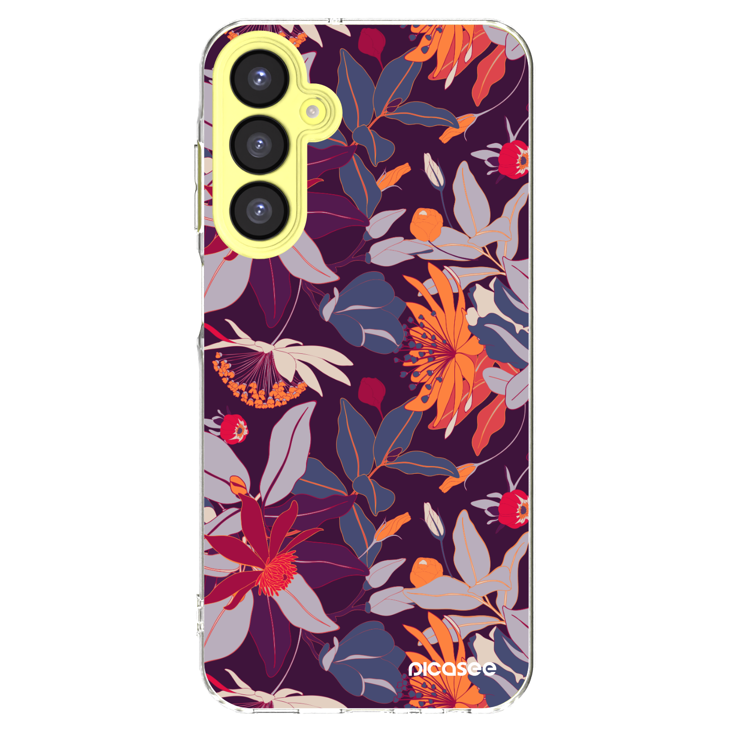 Picasee silikonový průhledný obal pro Samsung Galaxy A25 A256B 5G - Purple Leaf