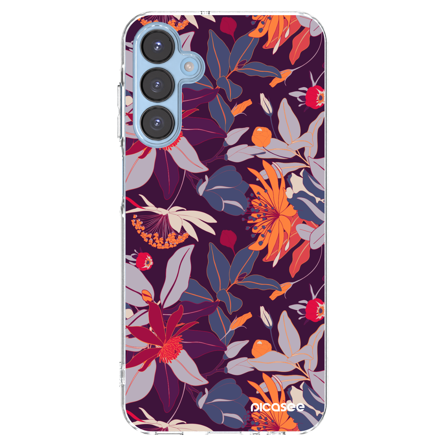 Picasee silikonový průhledný obal pro Samsung Galaxy A15 A156B 5G - Purple Leaf