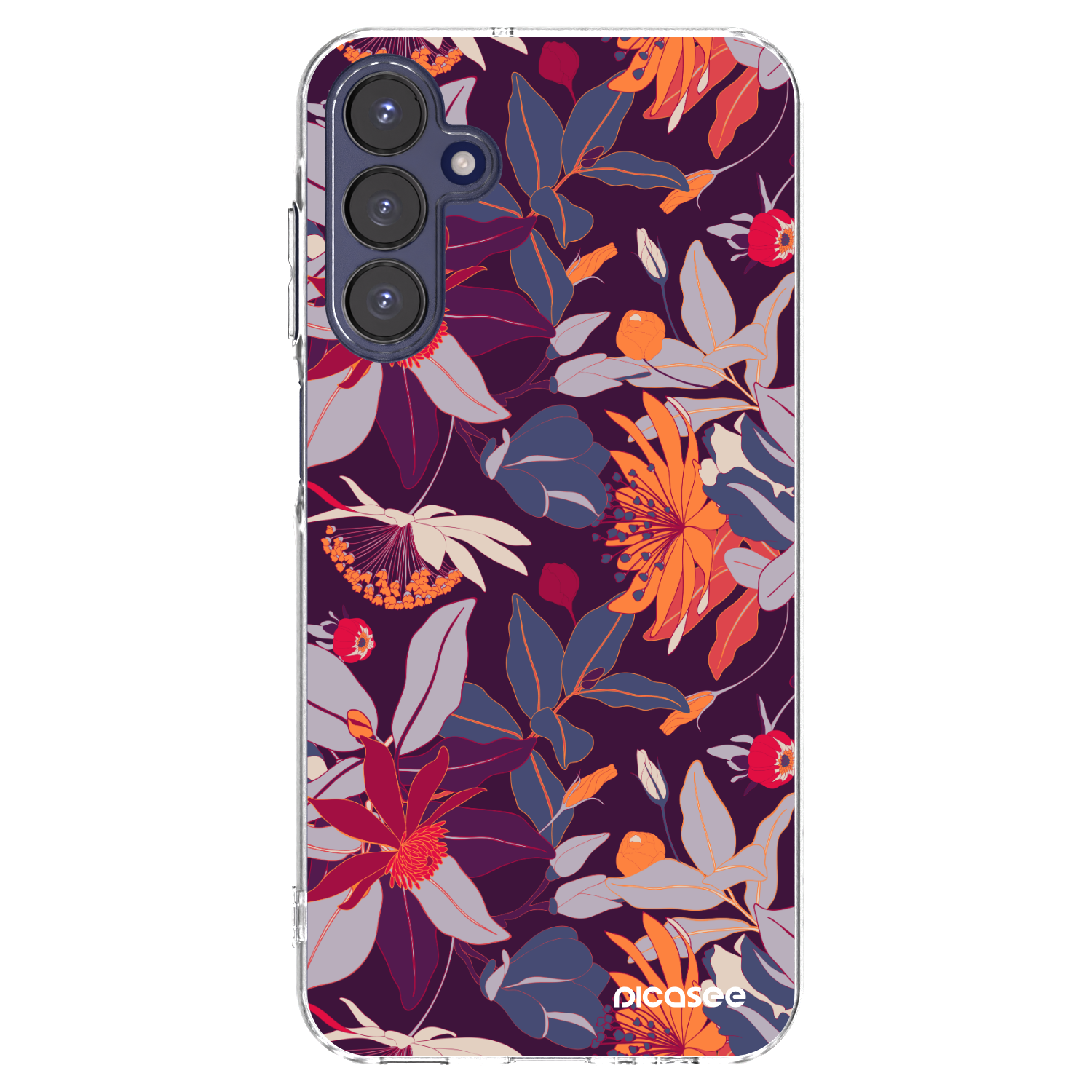 Picasee silikonový průhledný obal pro Samsung Galaxy A15 A155F 4G - Purple Leaf