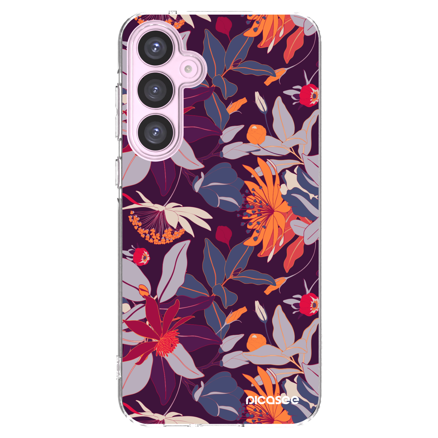 Picasee silikonový průhledný obal pro Samsung Galaxy A55 5G A556B - Purple Leaf
