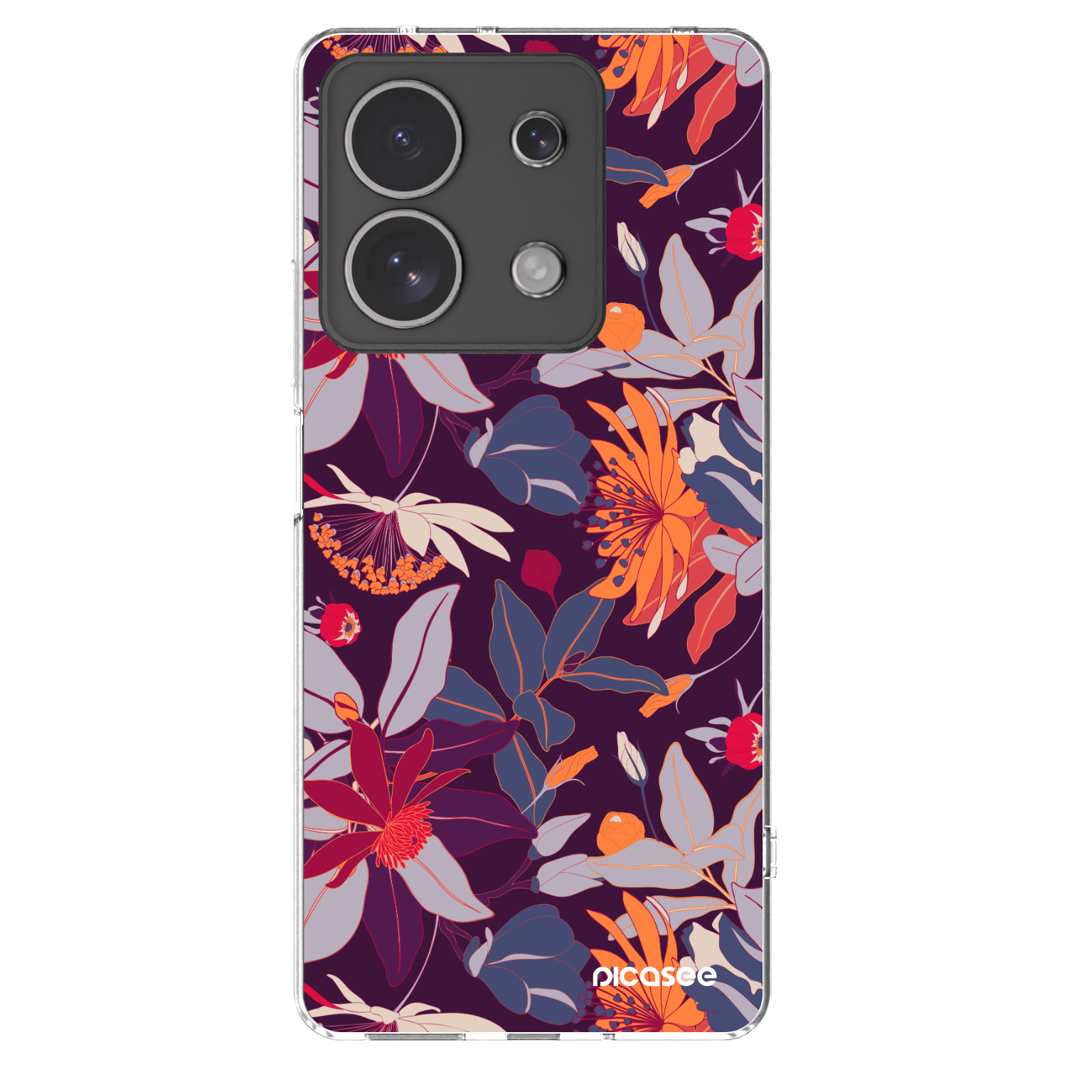 Picasee silikonový průhledný obal pro Xiaomi Redmi Note 13 4G - Purple Leaf