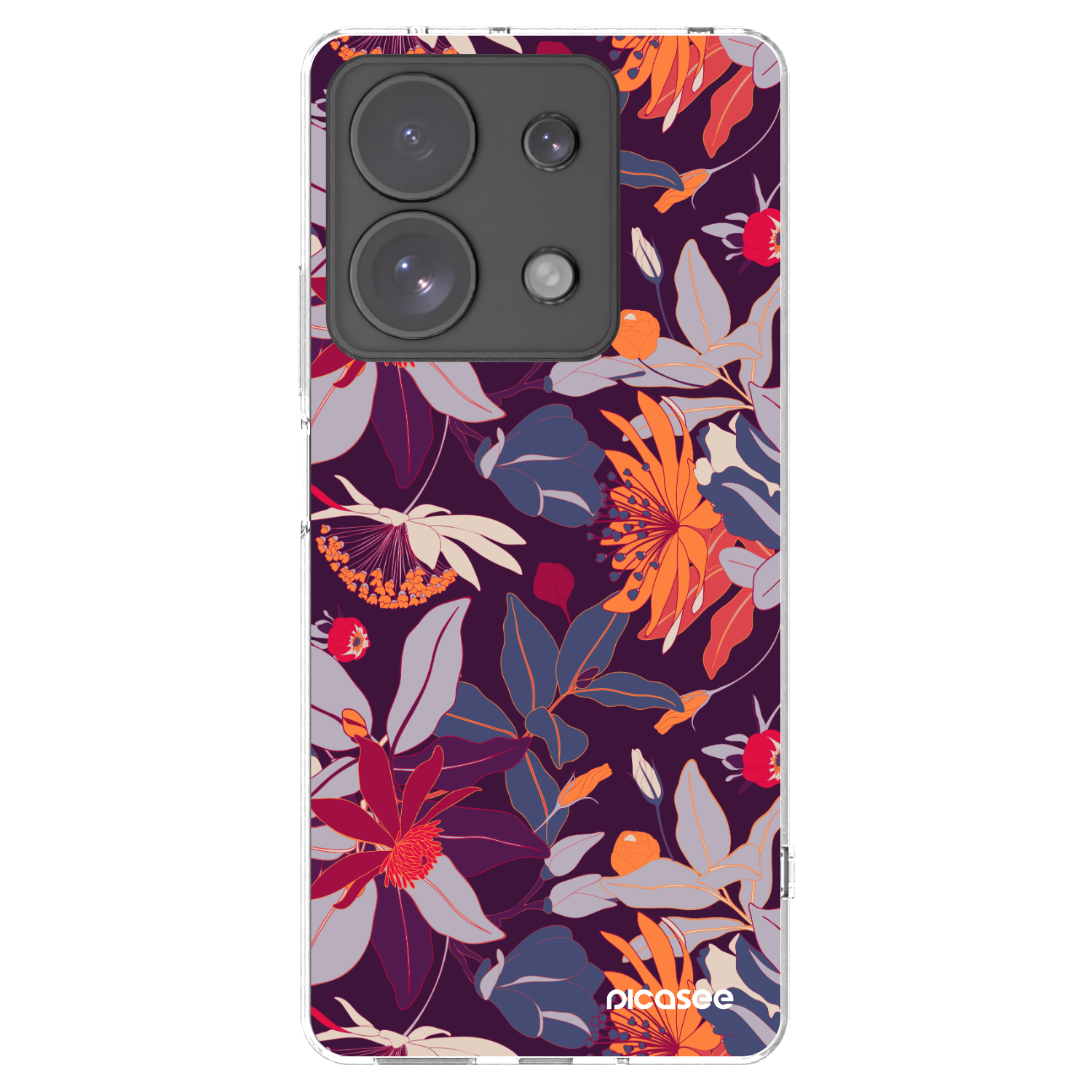 Picasee silikonový průhledný obal pro Xiaomi Redmi Note 13 Pro 4G - Purple Leaf