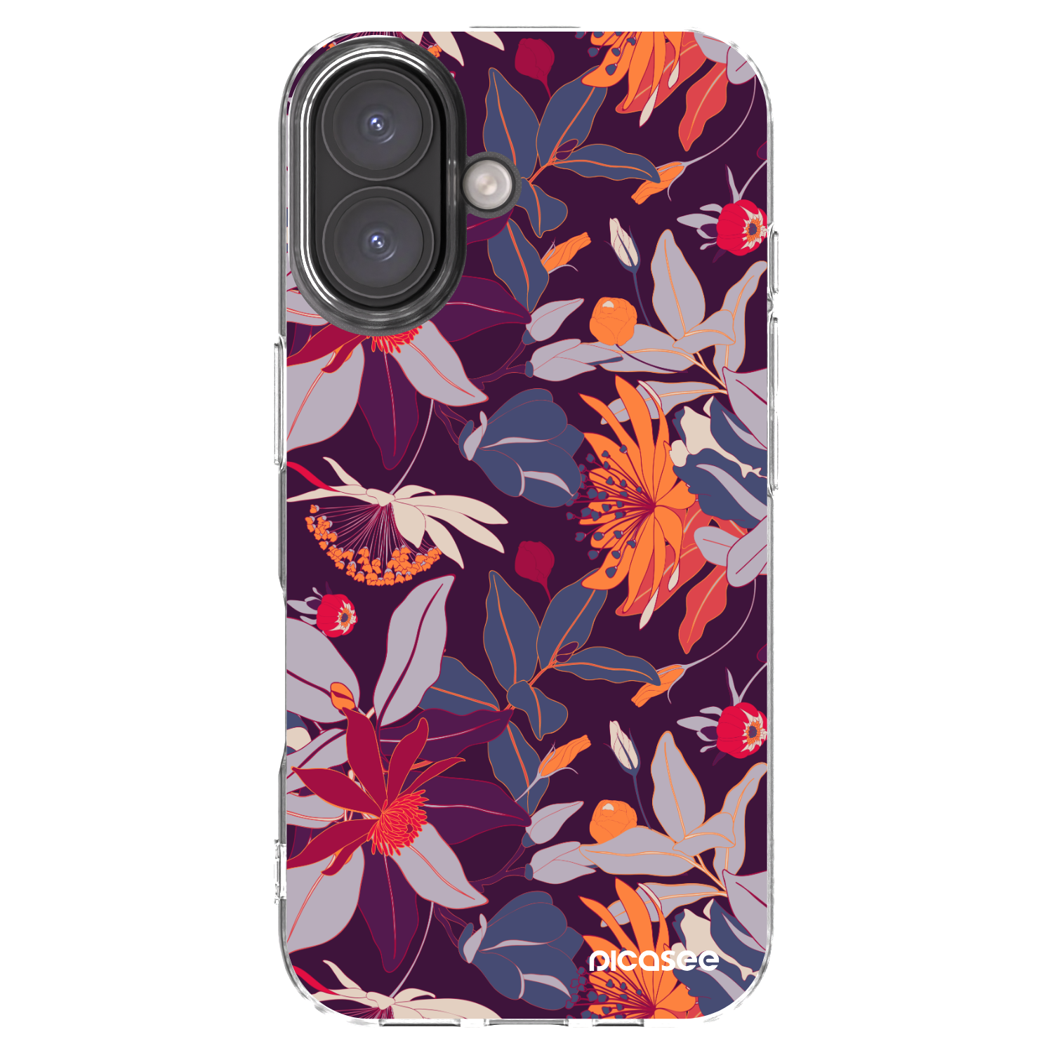 Picasee silikonový průhledný obal pro Apple iPhone 16 - Purple Leaf