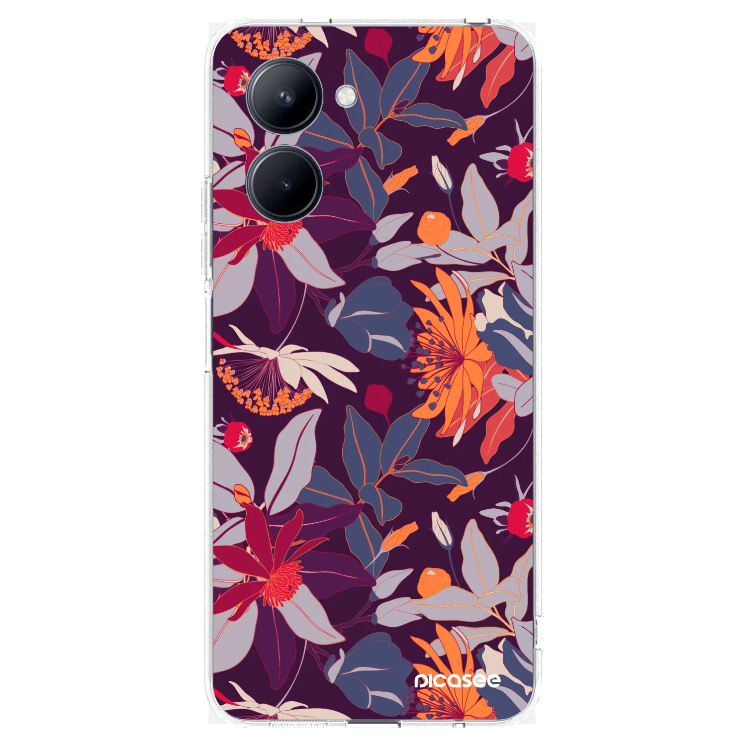 Picasee silikonový průhledný obal pro Realme C33 (2023) - Purple Leaf