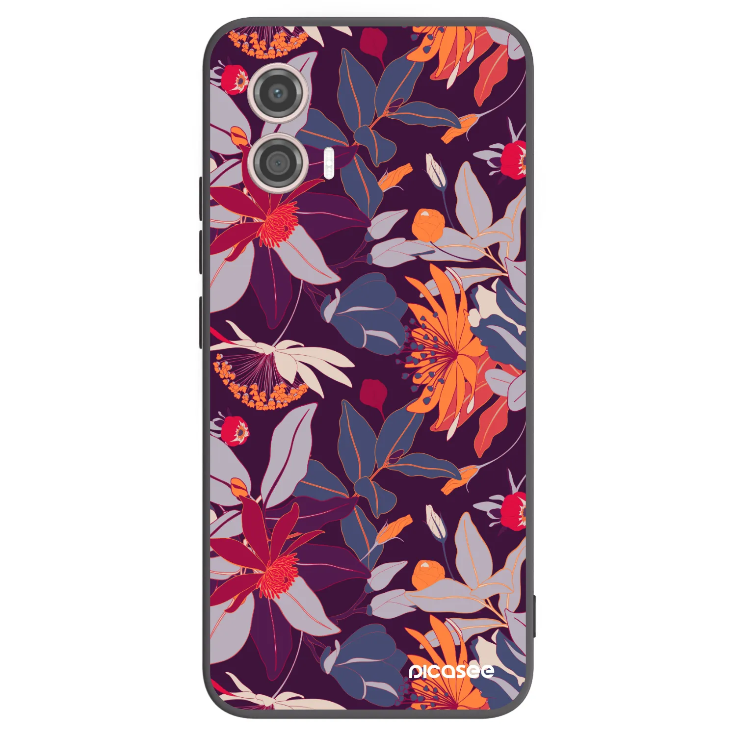 Picasee silikonový černý obal pro Motorola Moto G53 5G - Purple Leaf
