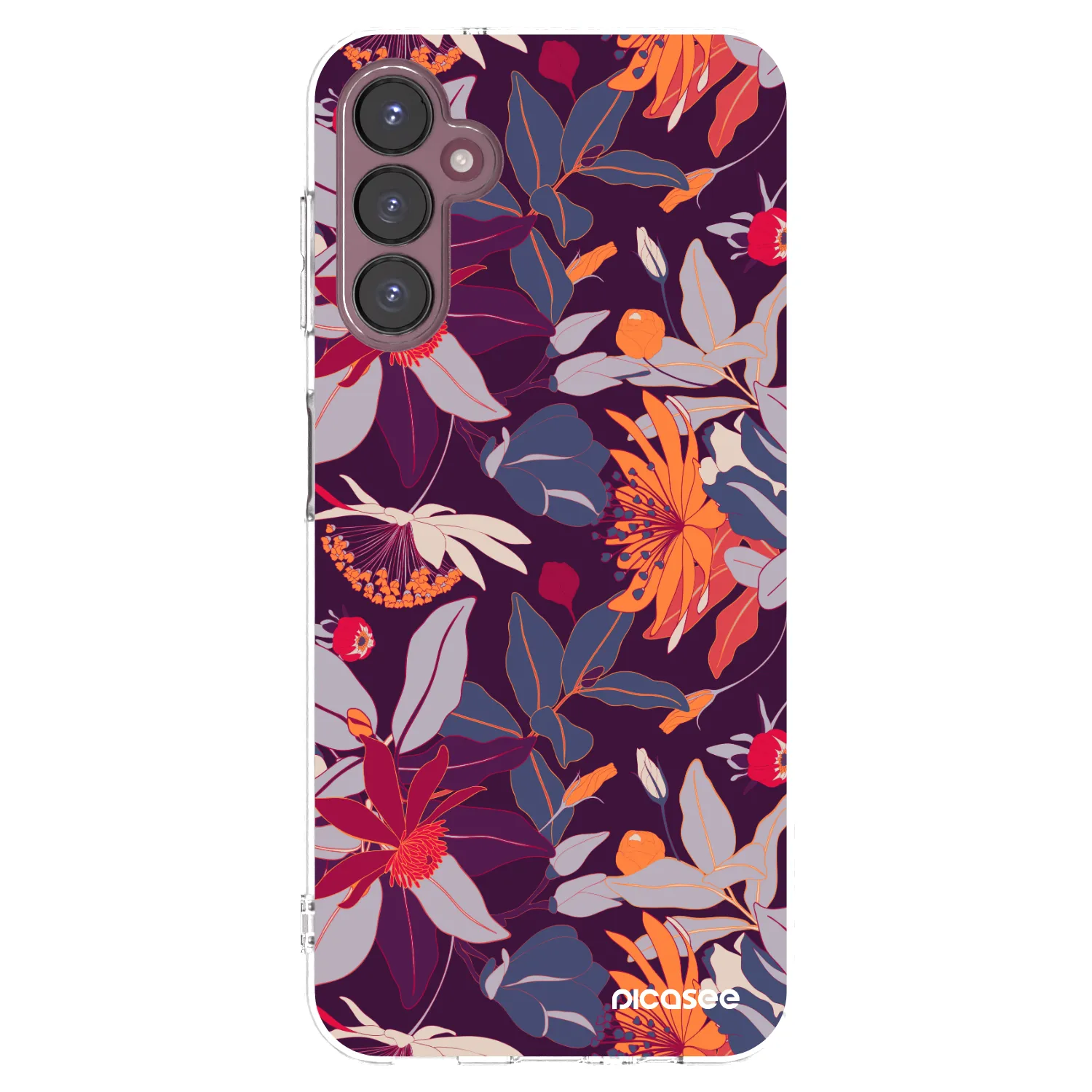 Picasee silikonový průhledný obal pro Samsung Galaxy A05s A057G - Purple Leaf