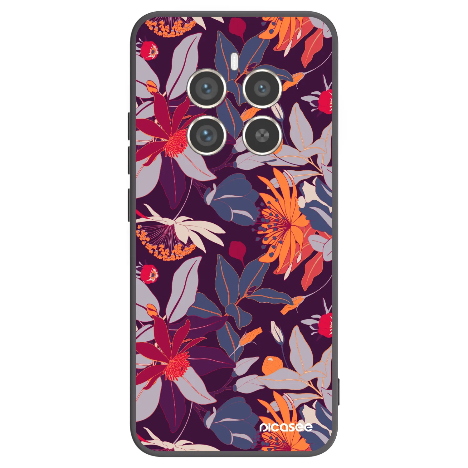 Picasee silikonový černý obal pro Realme 12 Pro 5G - Purple Leaf