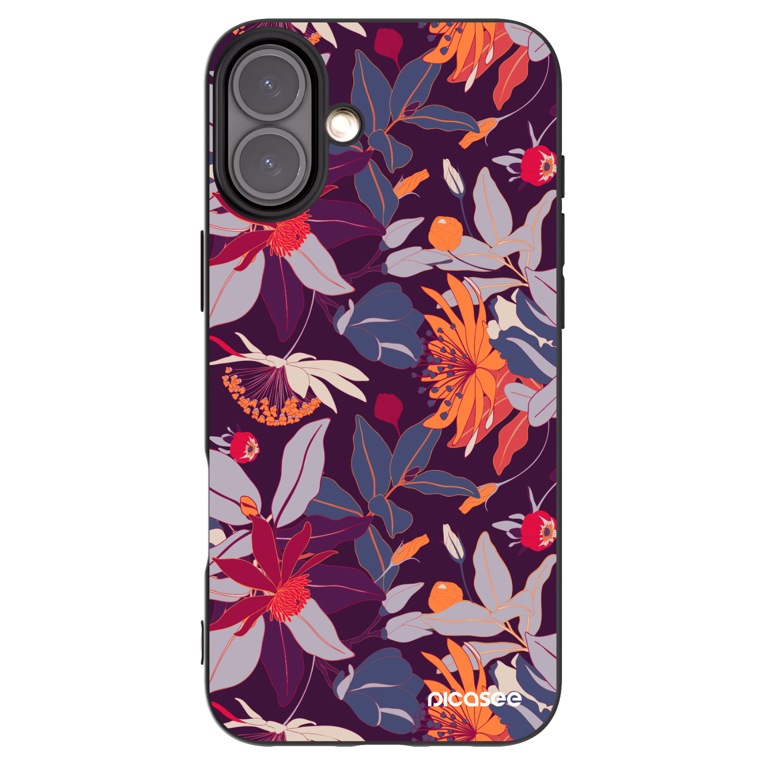 Picasee silikonový černý obal pro Apple iPhone 16 Plus - Purple Leaf