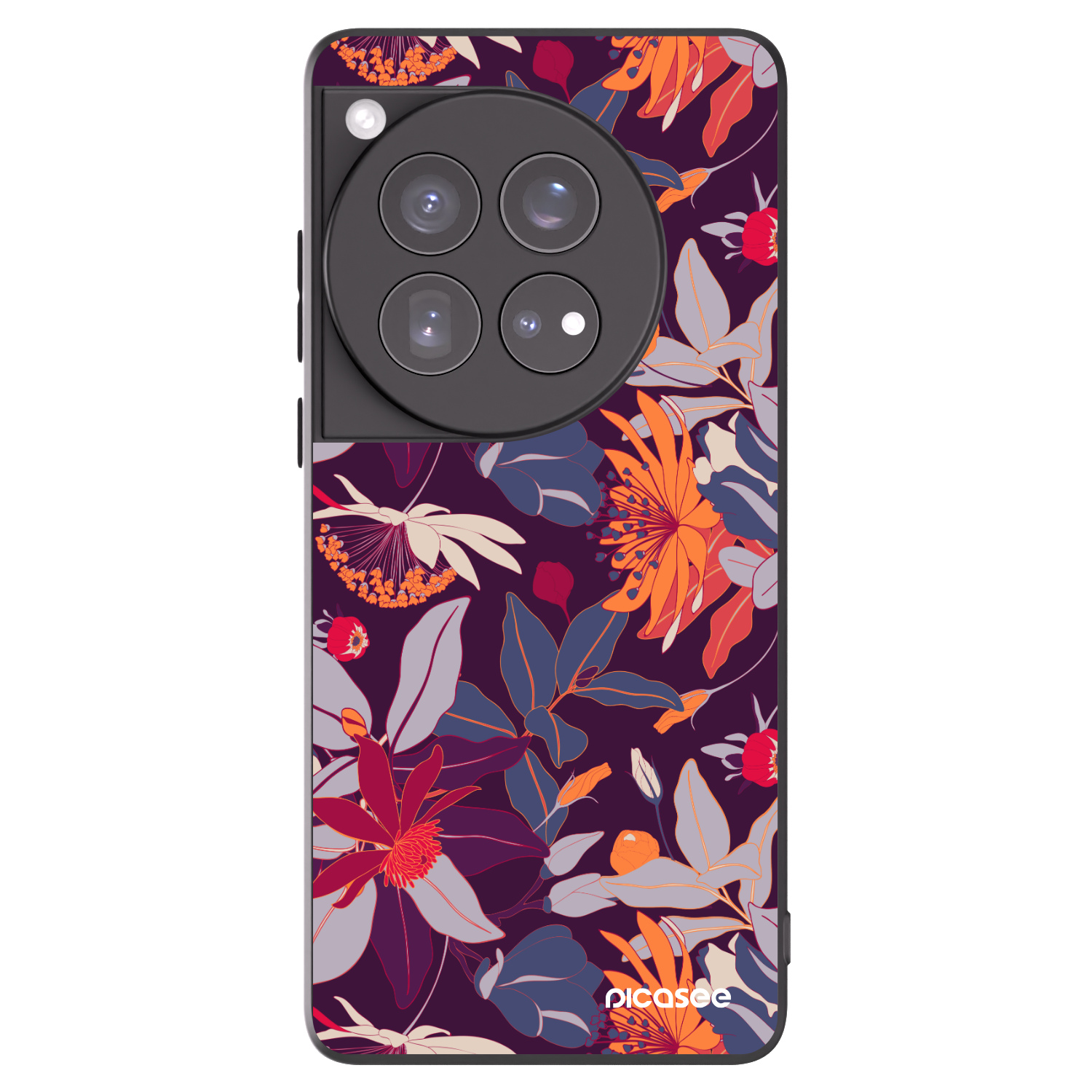 Picasee silikonový černý obal pro OnePlus 12 5G - Purple Leaf