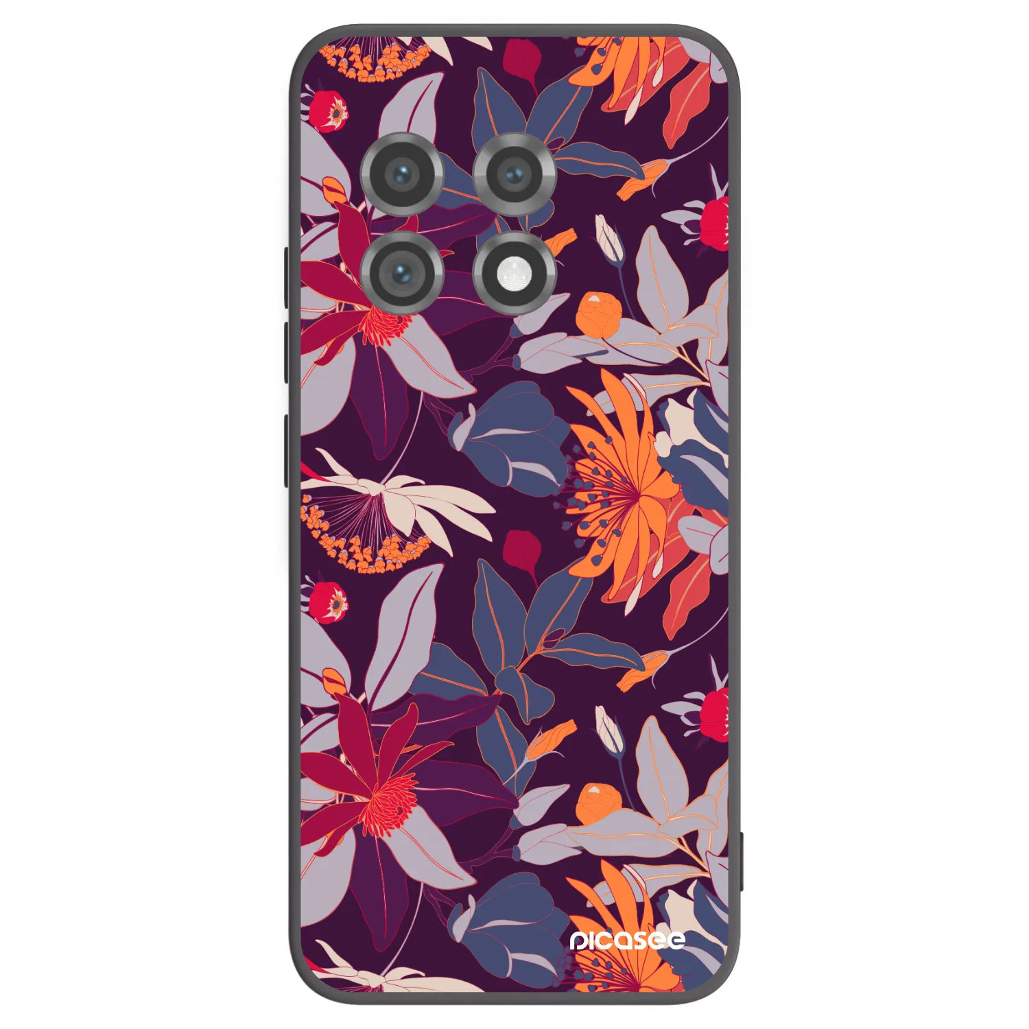 Picasee silikonový černý obal pro OnePlus 11 5G - Purple Leaf