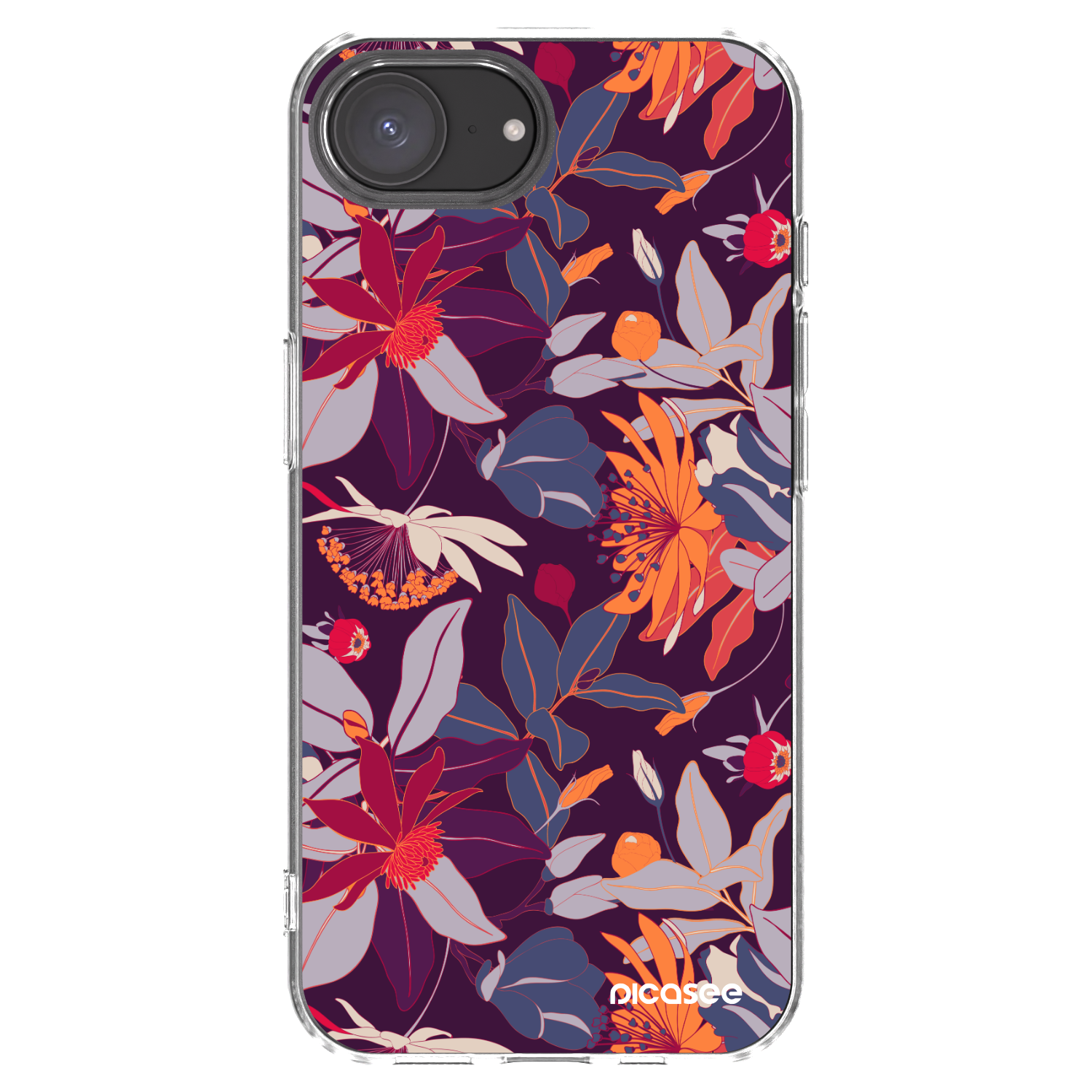 Picasee silikonový průhledný obal pro Apple iPhone 16e - Purple Leaf