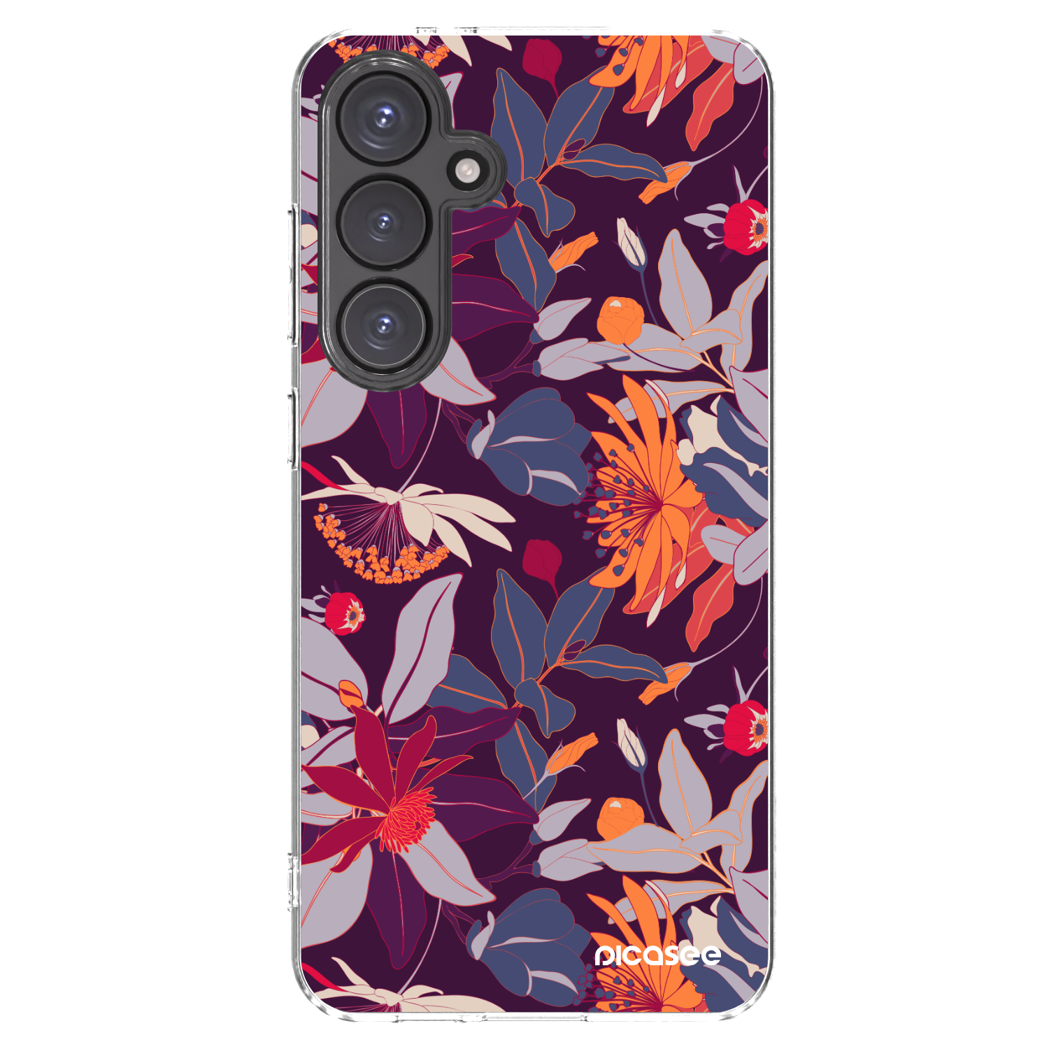 Picasee silikonový průhledný obal pro Samsung Galaxy S24 FE S721B - Purple Leaf