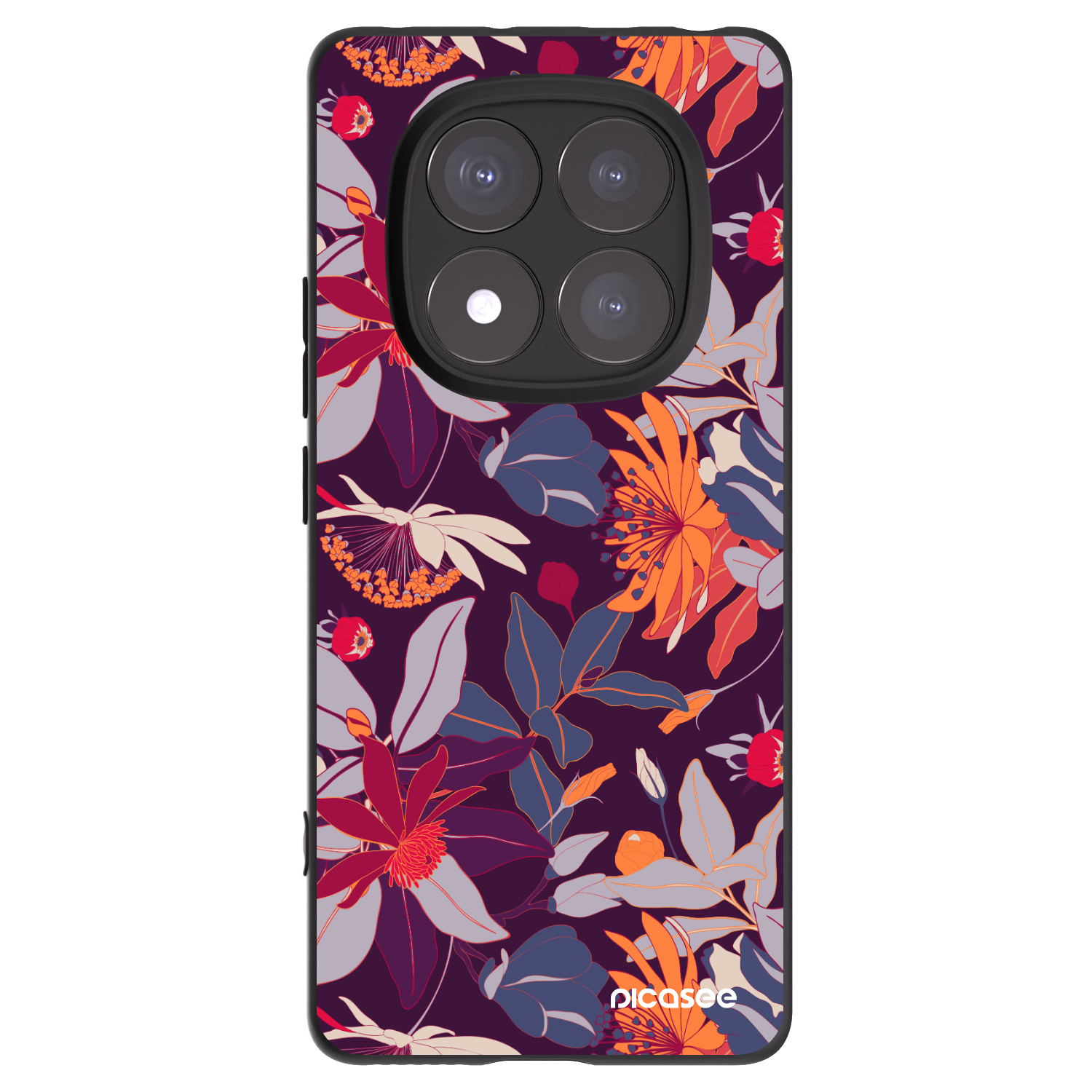 Picasee silikonový černý obal pro Xiaomi Redmi Note 14 Pro 5G - Purple Leaf
