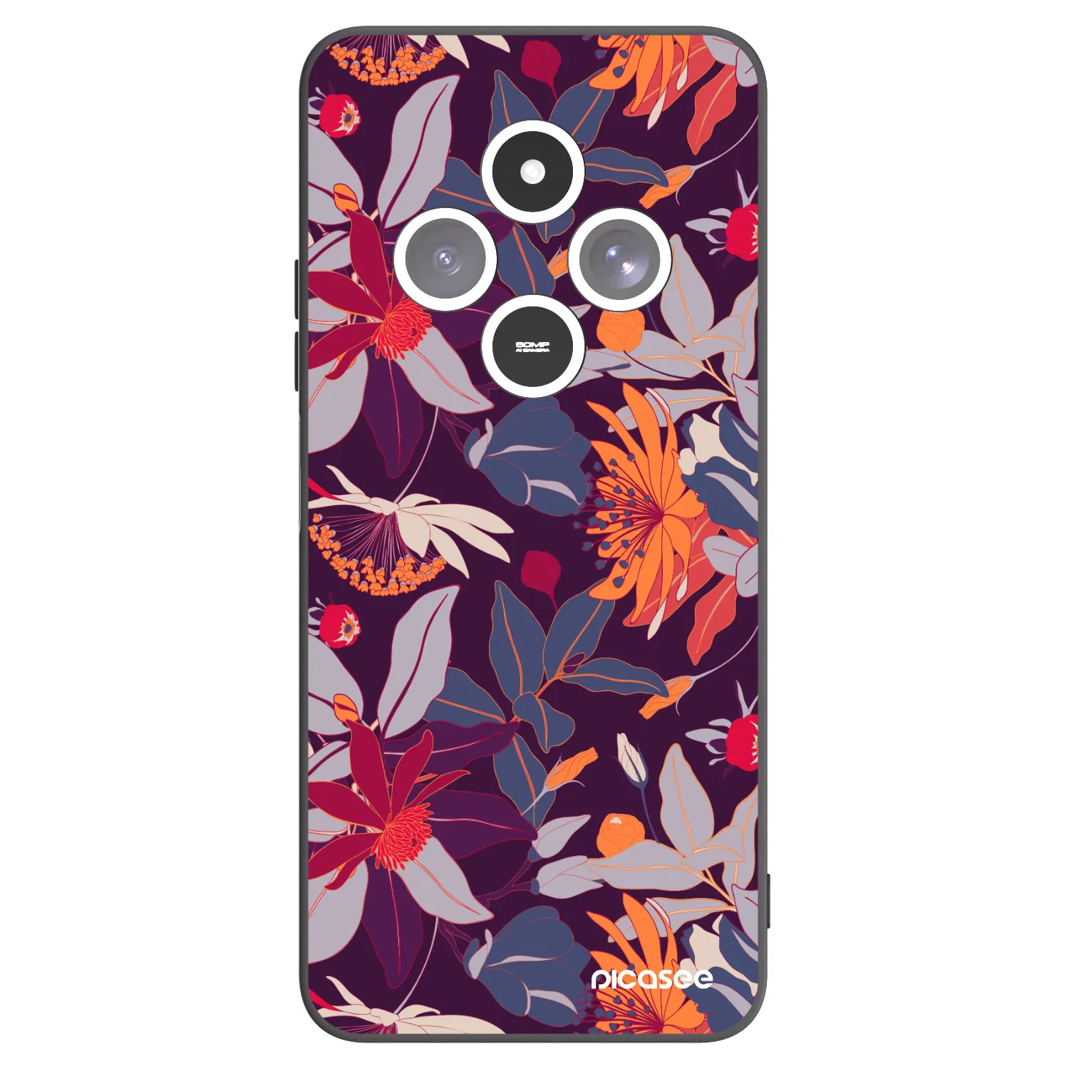 Picasee silikonový černý obal pro Xiaomi Redmi 14C - Purple Leaf