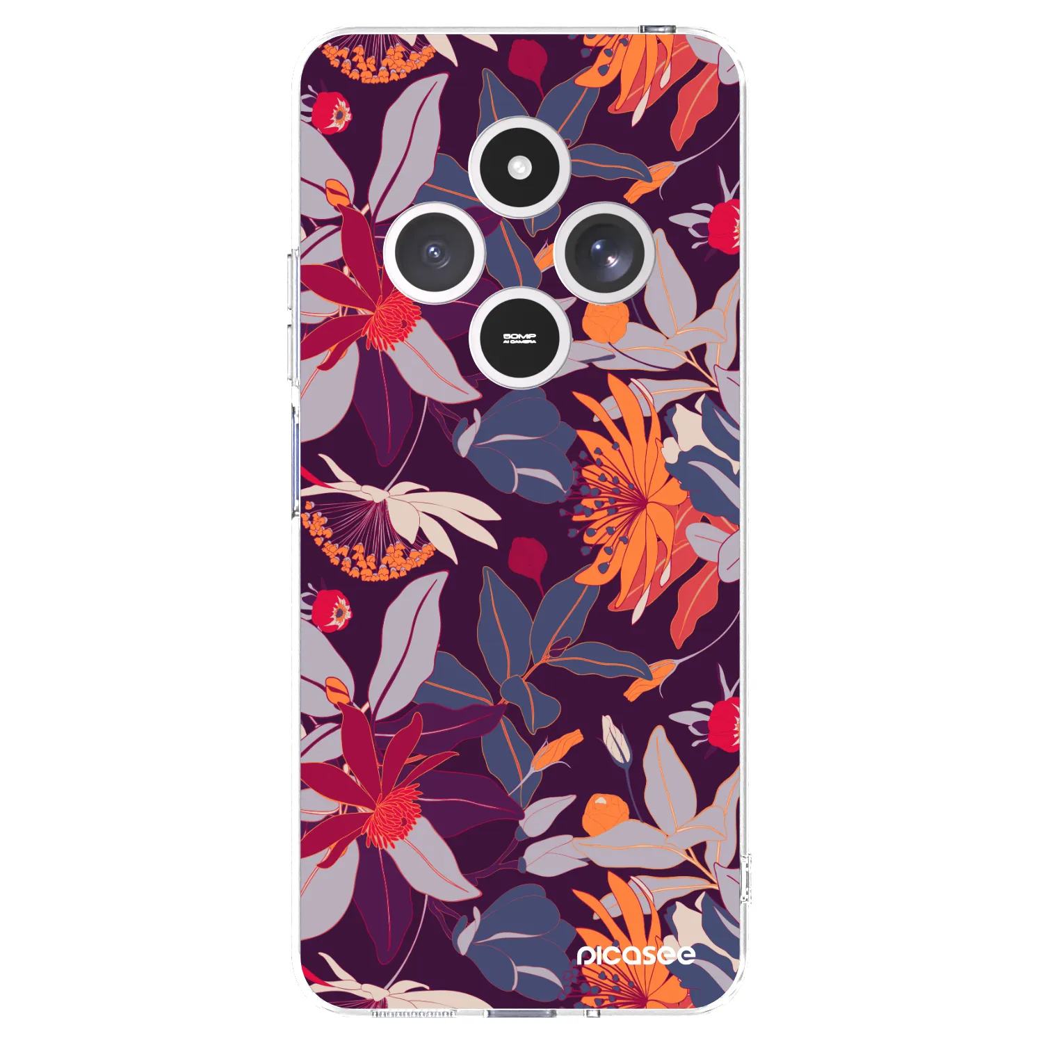 Picasee silikonový průhledný obal pro Xiaomi Redmi 14C - Purple Leaf