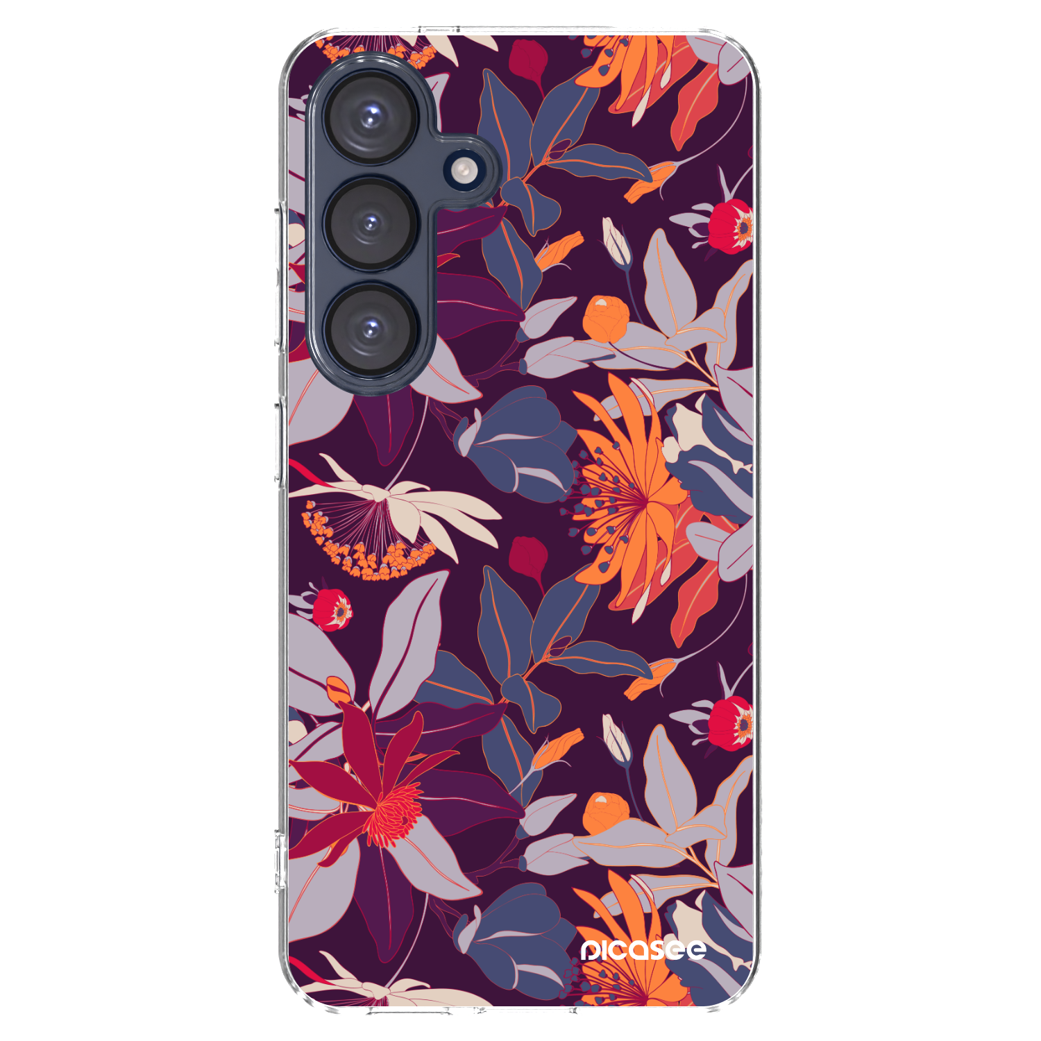 Picasee silikonový průhledný obal pro Samsung Galaxy S25 5G - Purple Leaf