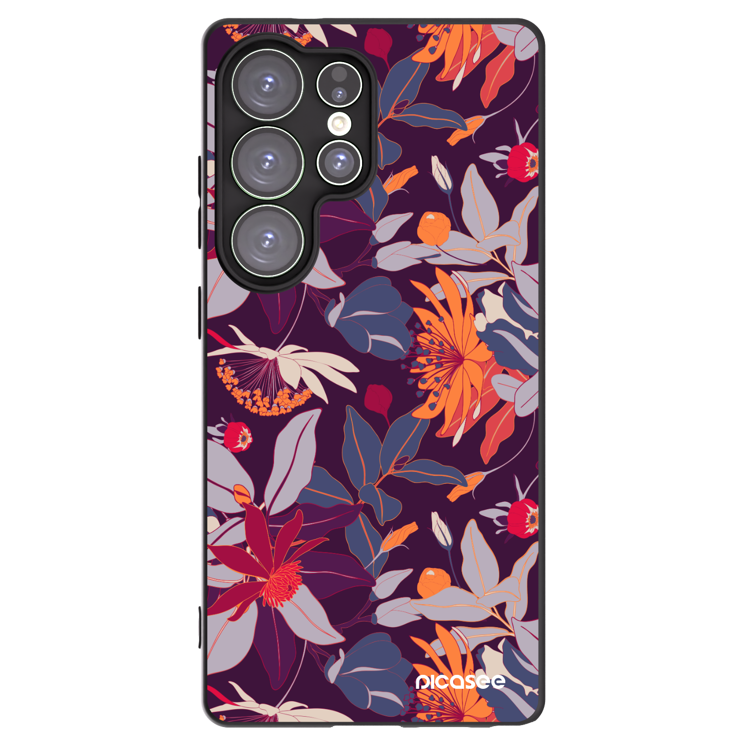 Picasee silikonový černý obal pro Samsung Galaxy S25 Ultra 5G - Purple Leaf