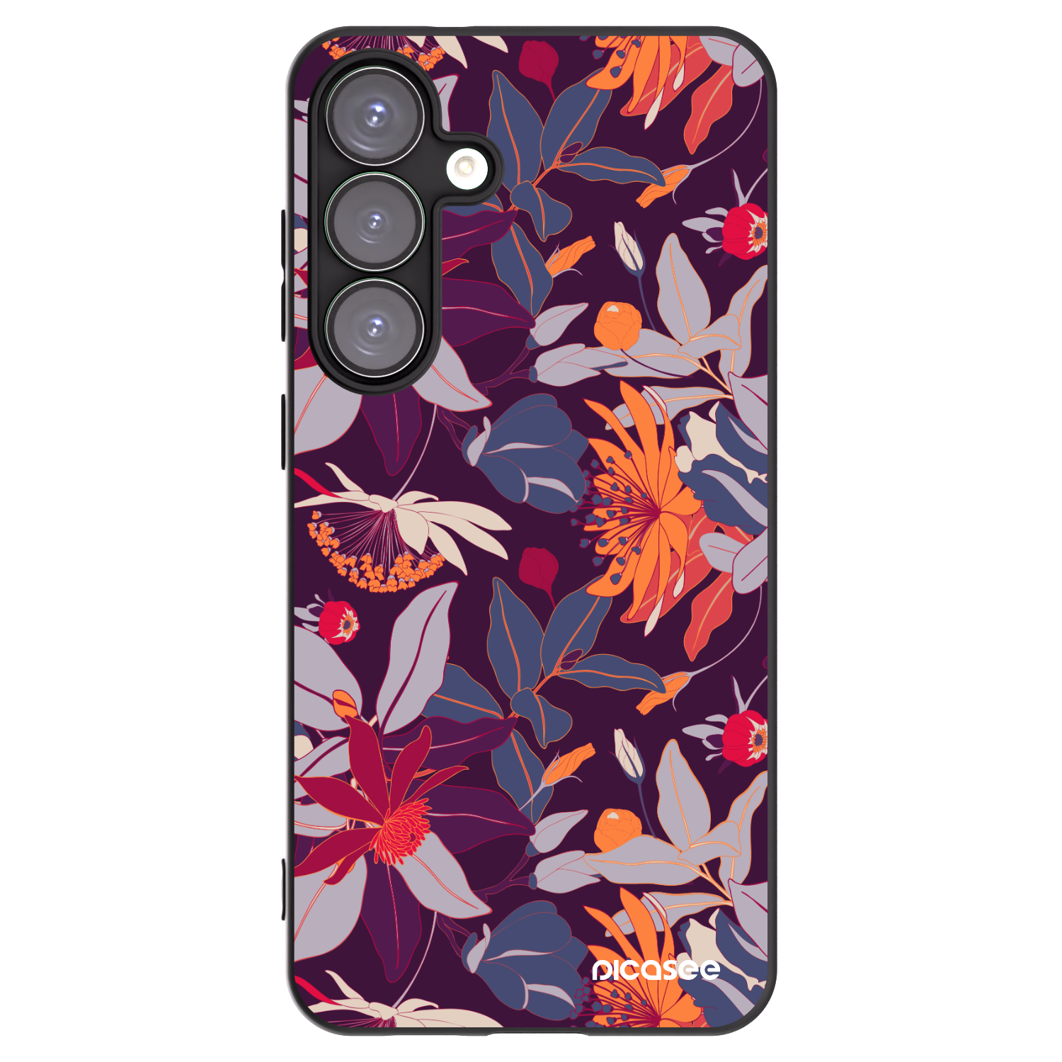 Picasee silikonový černý obal pro Samsung Galaxy S25+ 5G - Purple Leaf