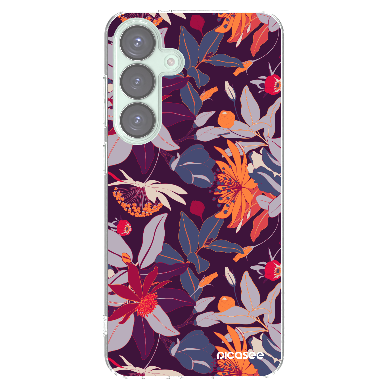 Picasee silikonový průhledný obal pro Samsung Galaxy S25+ 5G - Purple Leaf
